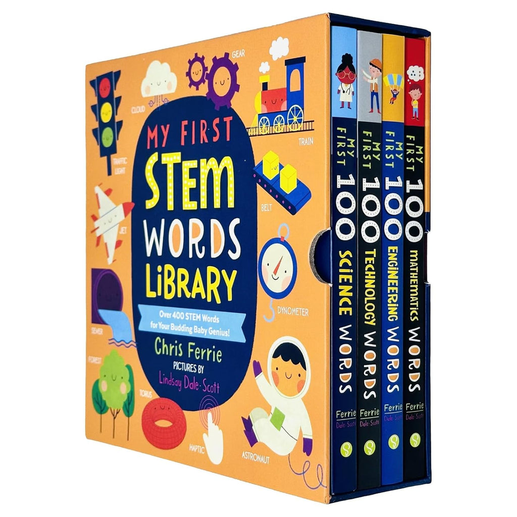 My First Stem Words Library 4 Books Collection Set By Chris Ferrie (My First 100 Science Words, Technology Words, Engineering Words and Mathematics Words)