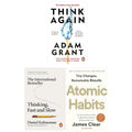 Think Again, Atomic Habits and Thinking and Fast and Slow 3 Books Collection Set