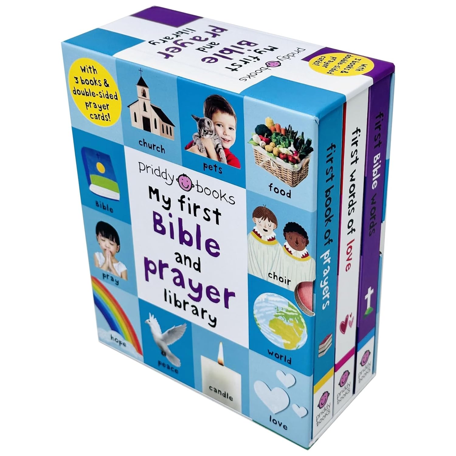 My First Bible and Prayer Library 3 Board Books Collection Set By Roger Priddy (First Book of Prayers, First Words of Love and First Bible Words)