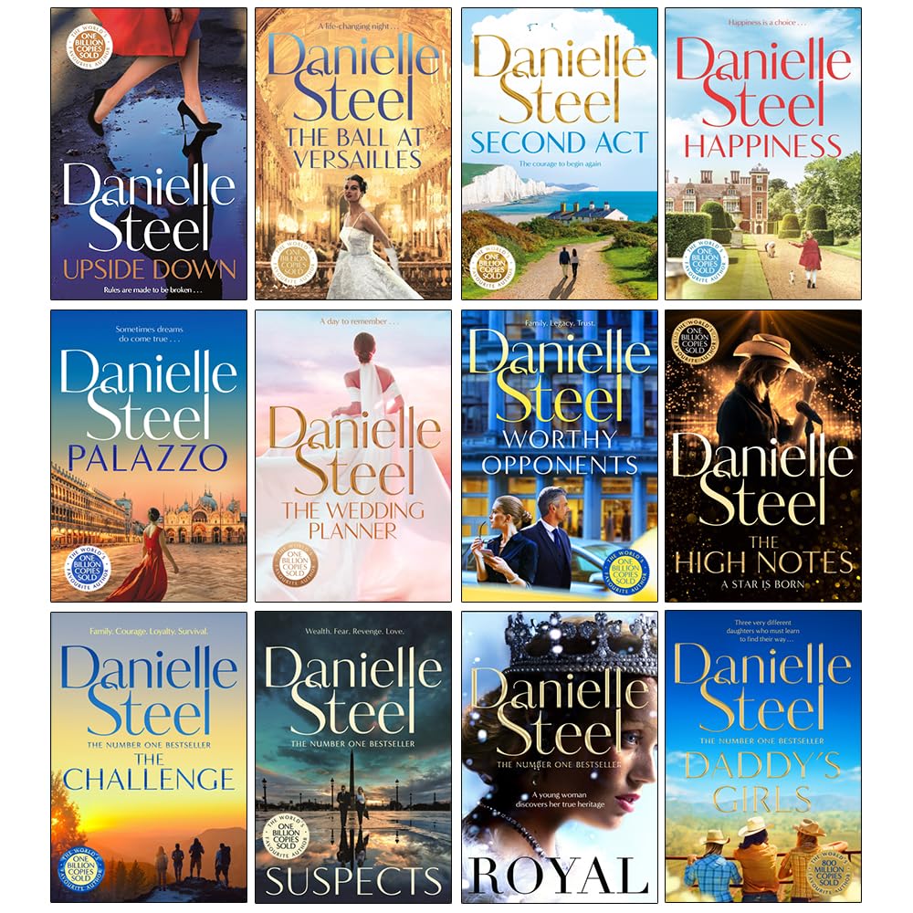 Danielle Steel Collection 12 Books Set (Upside Down, The Ball at Versailles, Second Act, Happiness,Palazzo,The Wedding Planner, Worthy Opponents,High Notes,Challenge,Suspects, Royal, Daddy's Girls)