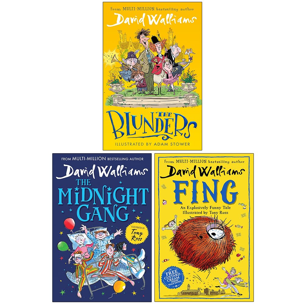 David Walliams Collection 3 Books Set (The Blunders [], The Midnight Gang, Fing)