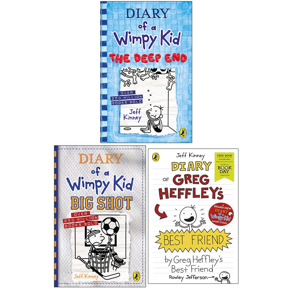 Diary of a Wimpy Kid Book 15-16 and World Book Day : 3 Books Collection Set (Big Shot, The Deep End and Diary Of Greg Heffley's Best Friend)