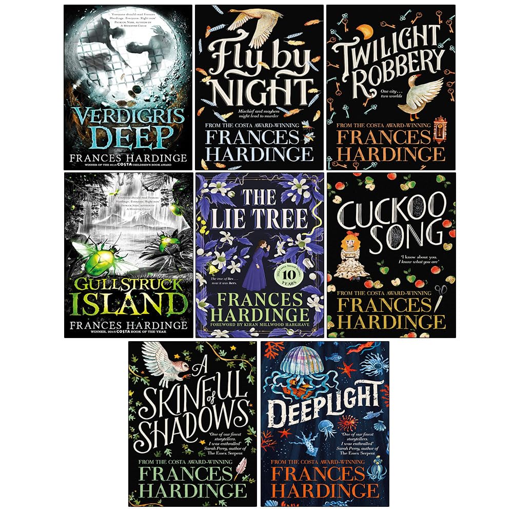 Frances Hardinge Collection 8 Books Set (Verdigris Deep, Fly By Night, Twilight Robbery, Gullstruck Island, The Lie Tree, Cuckoo Song, A Skinful of Shadows, Deeplight)