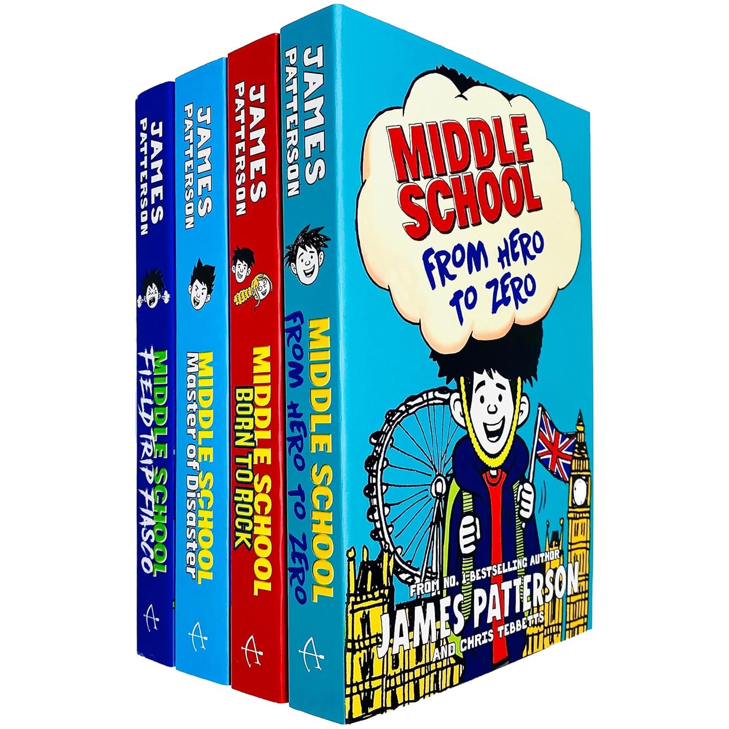 Middle School Series 4 Books Collection Set By James Patterson (Field Trip Fiasco, Master of Disaster, From Hero to Zero and Born to Rock)