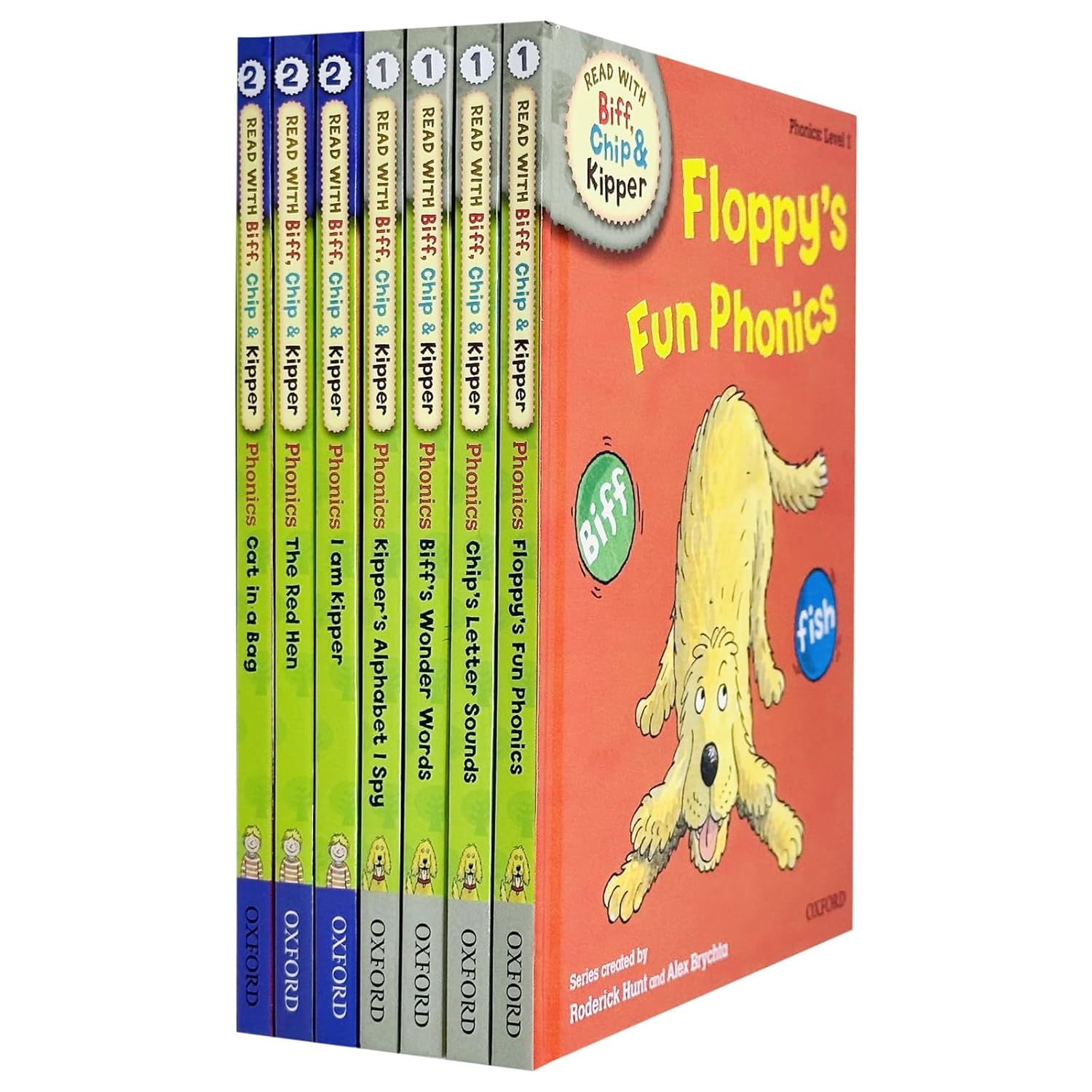 Read With Biff, Chip and Kipper Phonics Starter Pack Level 1 & 2 Collection 7 Books Set (Floppy's Fun Phonics)