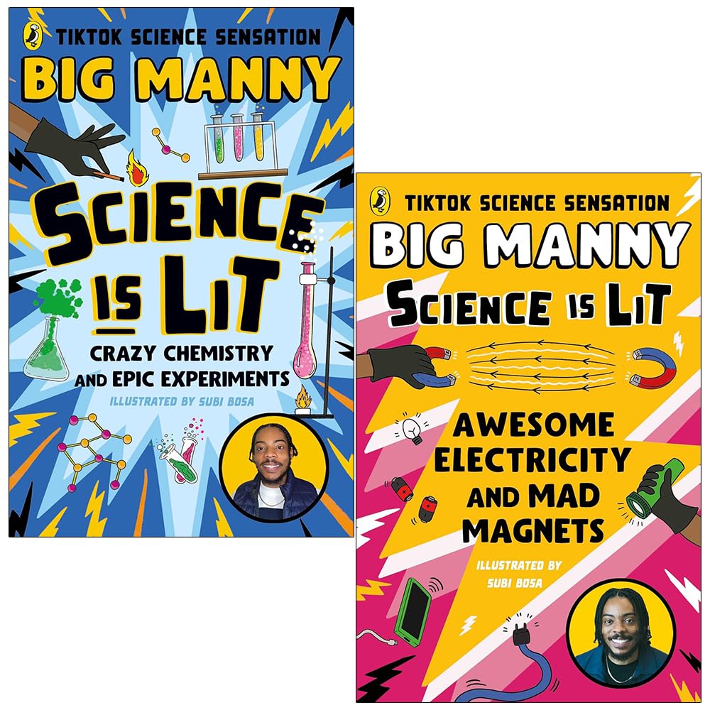 Big Manny Science is Lit Collection 2 Books Set (Science is Lit Crazy chemistry and epic experiments and Awesome Electricity and Mad Magnets)