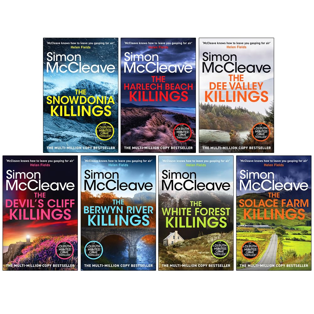DI Ruth Hunter Series 1-7 Books Collection Set By Simon McCleave (The Snowdonia Killings, The Harlech Beach, The Dee Valley, Devil's Cliffs, The Berwyn River, White Forest and Solace Farm Killings)