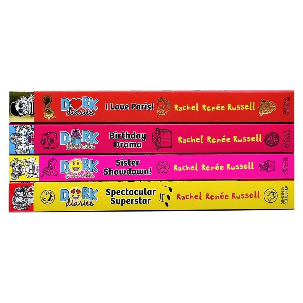 Dork Diaries Collection 4 Books Set (Volume 13-16) By Rachel Renee Russell (Sister Showdown, Birthday Drama!, Spectacular Superstar and I Love Paris!)