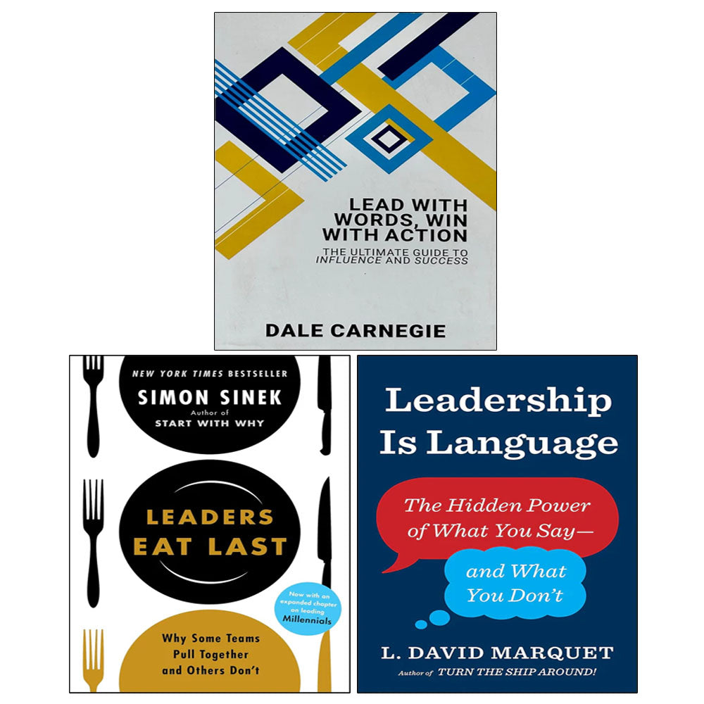 Leaders Eat Last, Lead With Words Win With Action, Leadership Is Language 3 Books Collection Set
