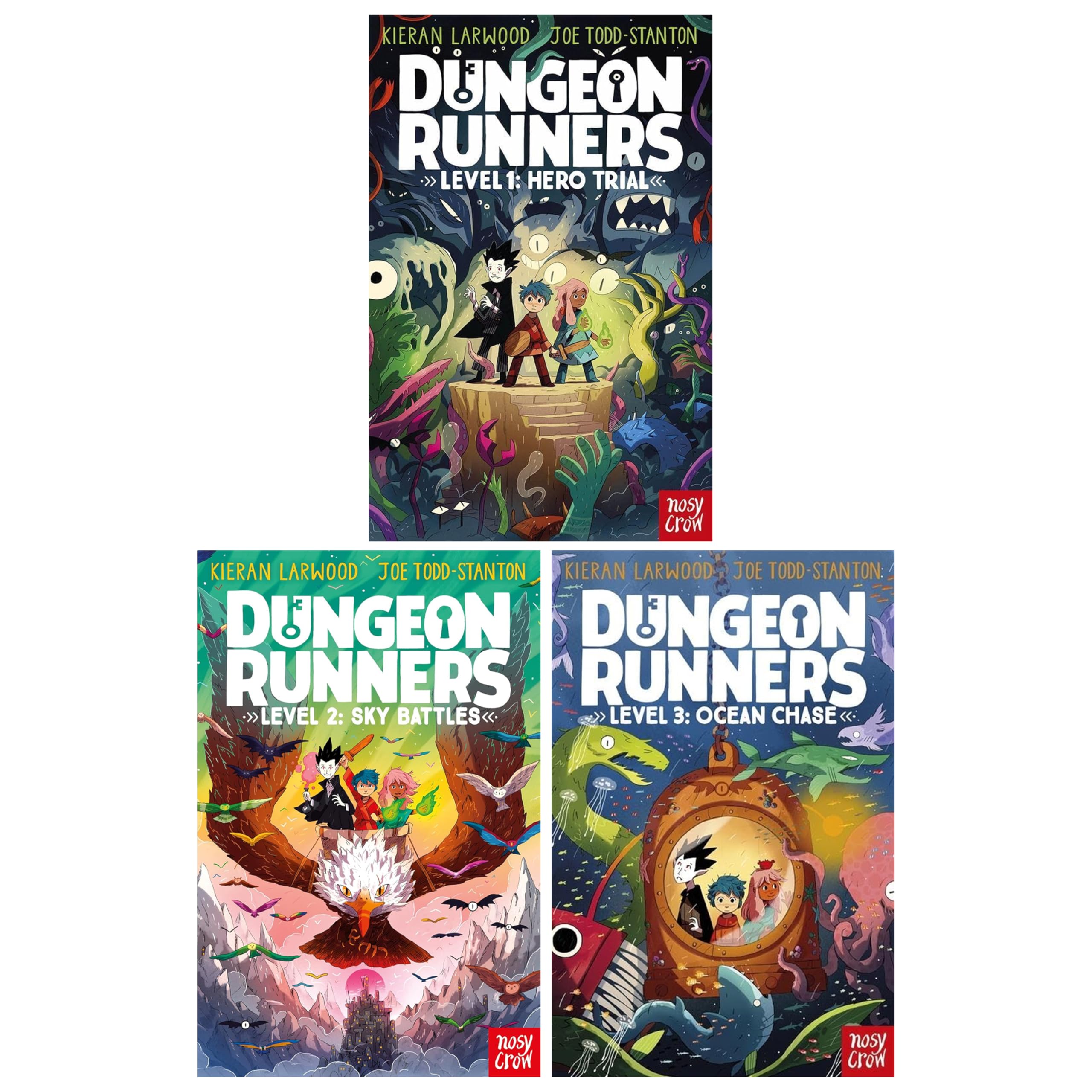Dungeon Runners Series By Kieran Larwood Illustrated 3 Books Collection Set (Level 1: Hero Trial, Level 2: Sky Battles and Level 3: Ocean Chase)