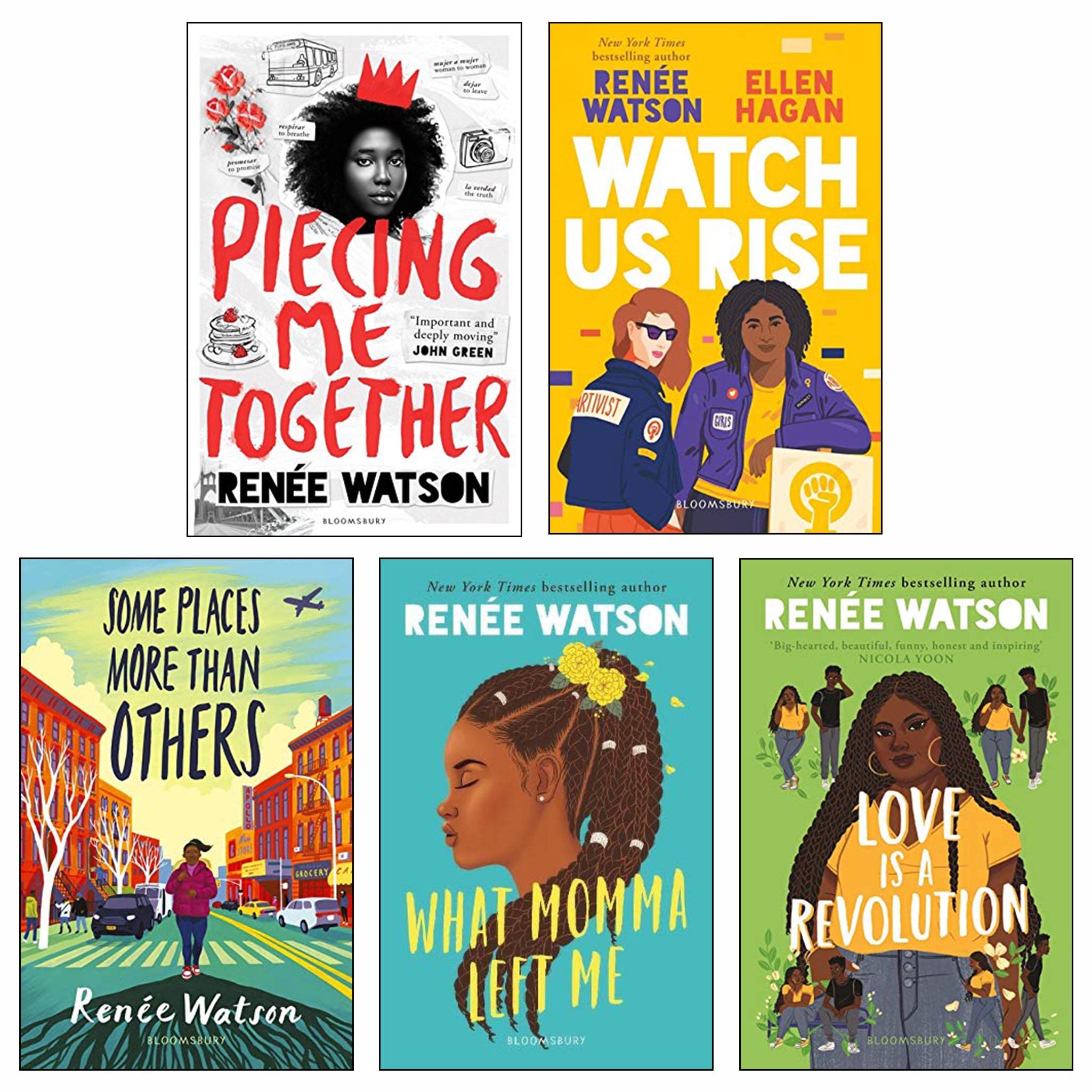 Renée Watson 5 Books Collection Set (Piecing Me Together, Watch Us Rise, Some Places More Than Others, What Momma Left Me and Love Is a Revolution)