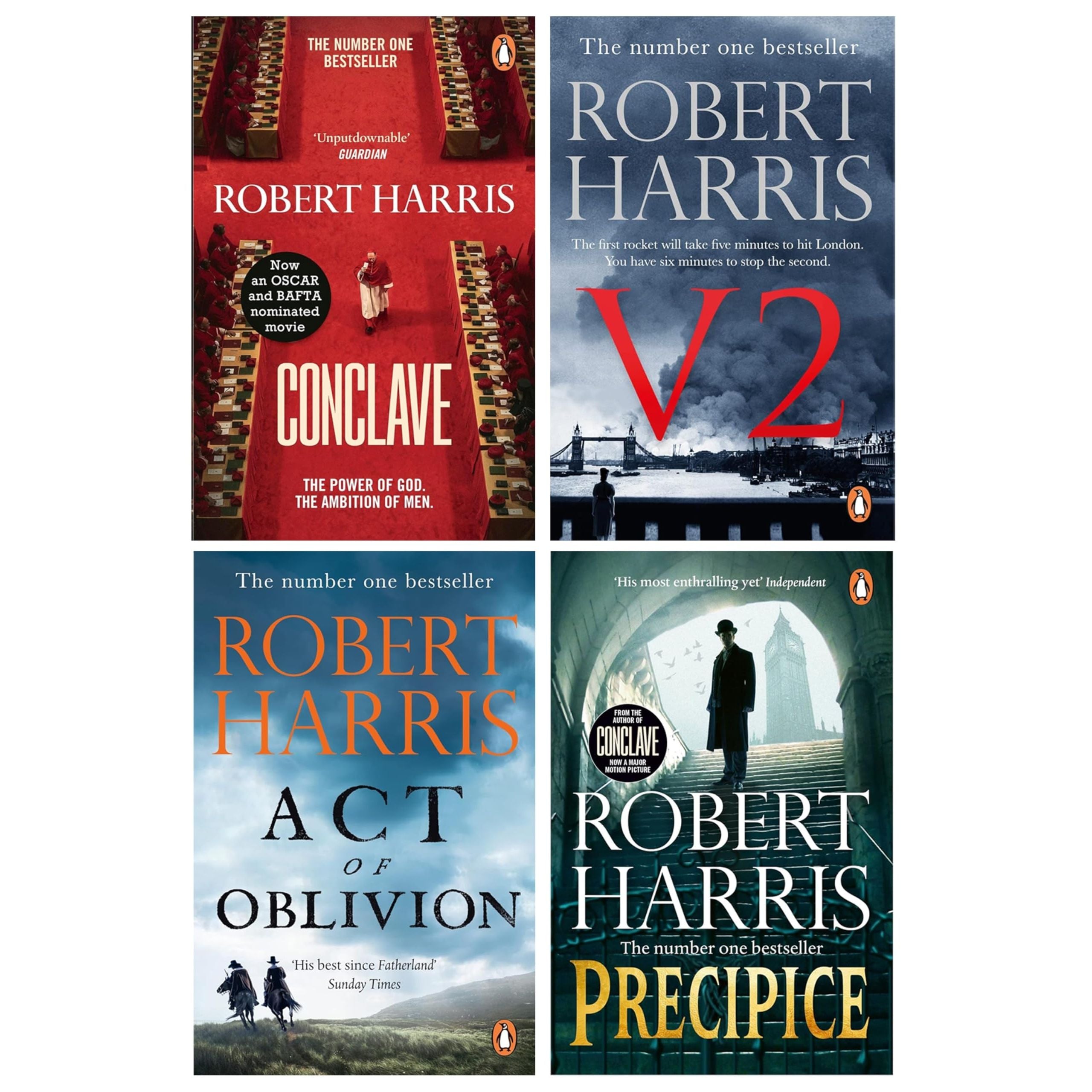 Robert Harris Collection 4 Books Set (Conclave, V2, Act of Oblivion and Precipice)