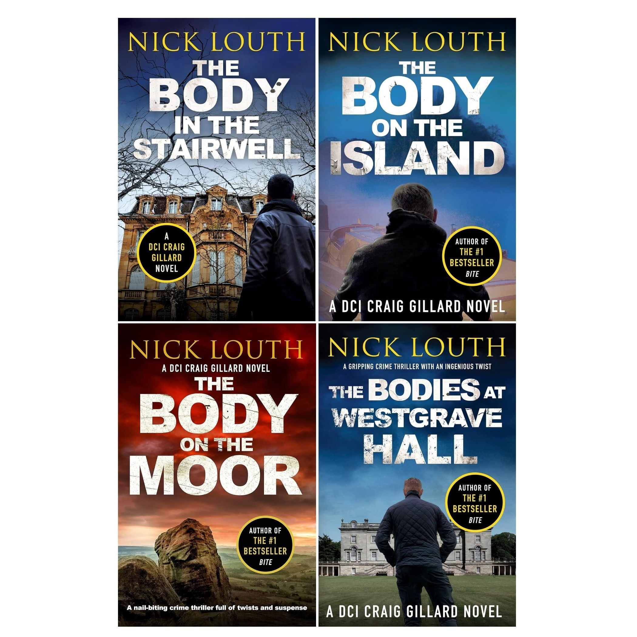 DCI Craig Gillard Crime Thrillers 4 Books Set by Nick Louth (The Body on the Moor, The Bodies at Westgrave Hall, The Body on the Island, The Body in the Stairwell)
