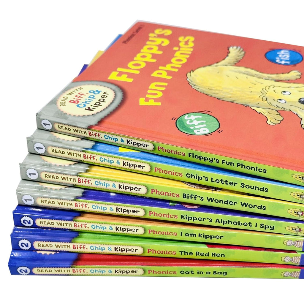 Read With Biff, Chip and Kipper Phonics Starter Pack Level 1 & 2 Collection 7 Books Set (Floppy's Fun Phonics)