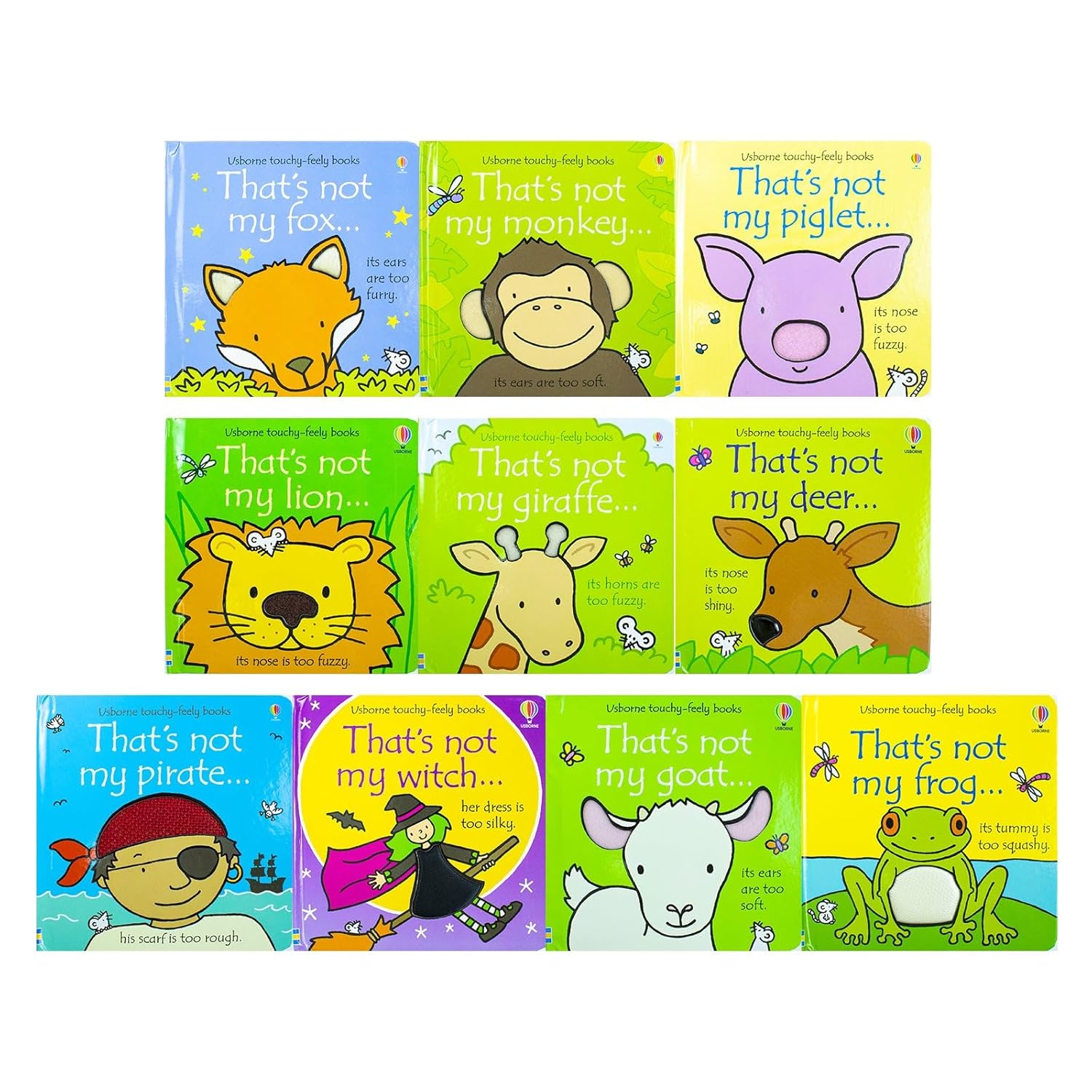 Usborne Touchy Feely That's Not My 10 Books Collection Series (3 & 4) by Fiona Watt (Fox, Witch, Goat, Deer)
