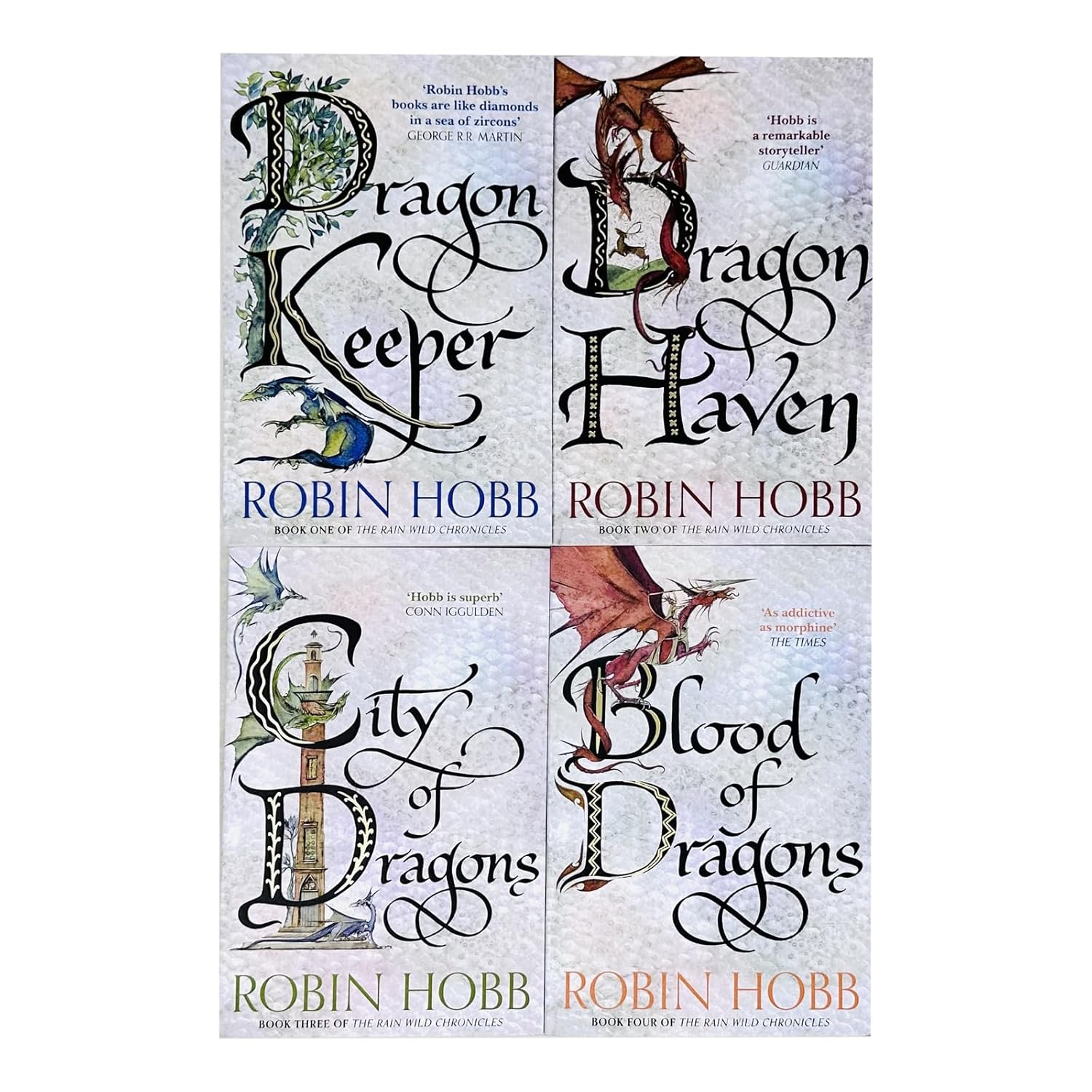 The Rain Wilds Chronicles 1-4 Books Collection Set By Robin Hobb (Dragon Keeper, Blood of Dragons, Dragon Haven and City of Dragons)