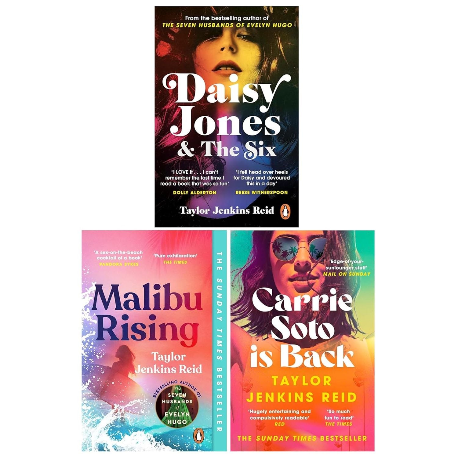 Taylor Jenkins Reid 3 Books Collection Set (Daisy Jones and The Six, Malibu Rising and Carrie Soto is Back)