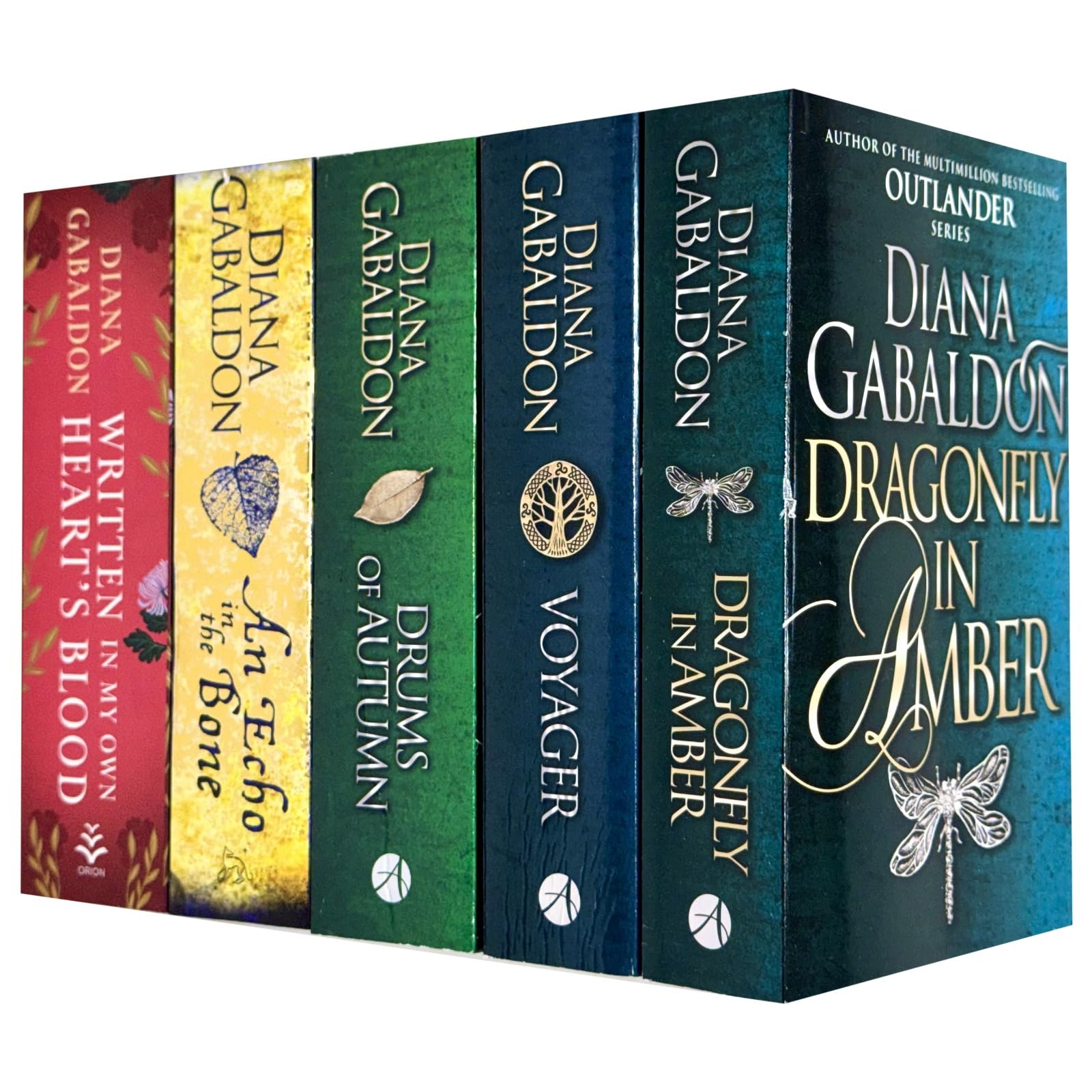 Outlander Series 5 Books Collection Set By Diana Gabaldon (Written in My Own Heart's Blood, An Echo in the Bone, Drums Of Autumn, Voyager and Dragonfly In Amber)