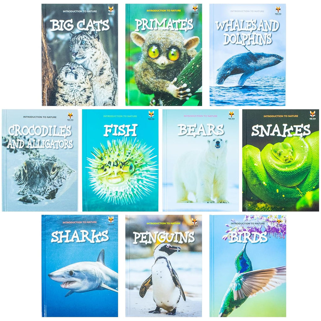 Children Introduction To Nature For Beginners 10 Hardback Books Collection Set (Bear, Big Cats, Birds, Crocodiles And Alligators)