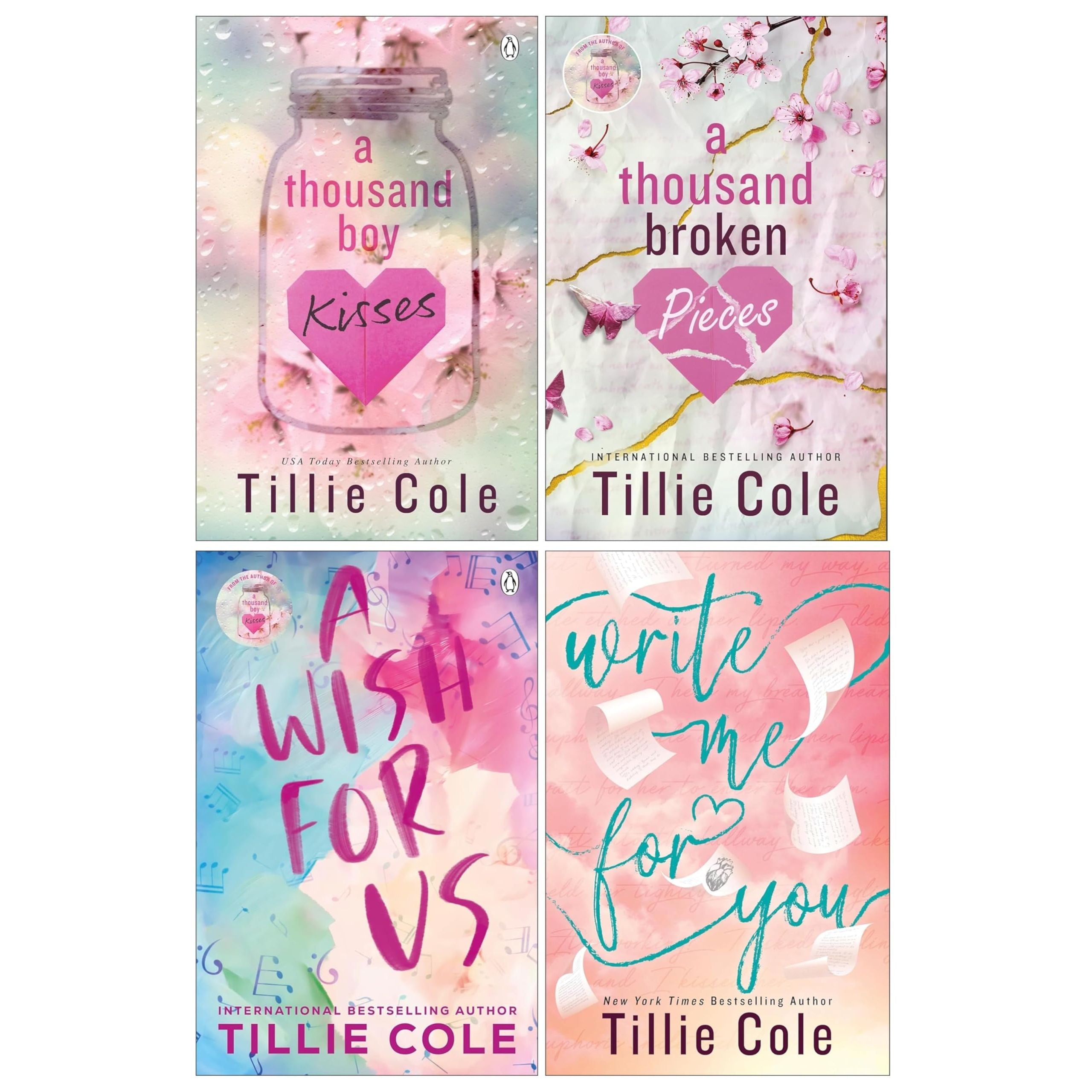 Tillie Cole 4 Books Collection Set (A Thousand Boy Kisses, A Thousand Broken Pieces, A Wish For Us and Write Me For You)