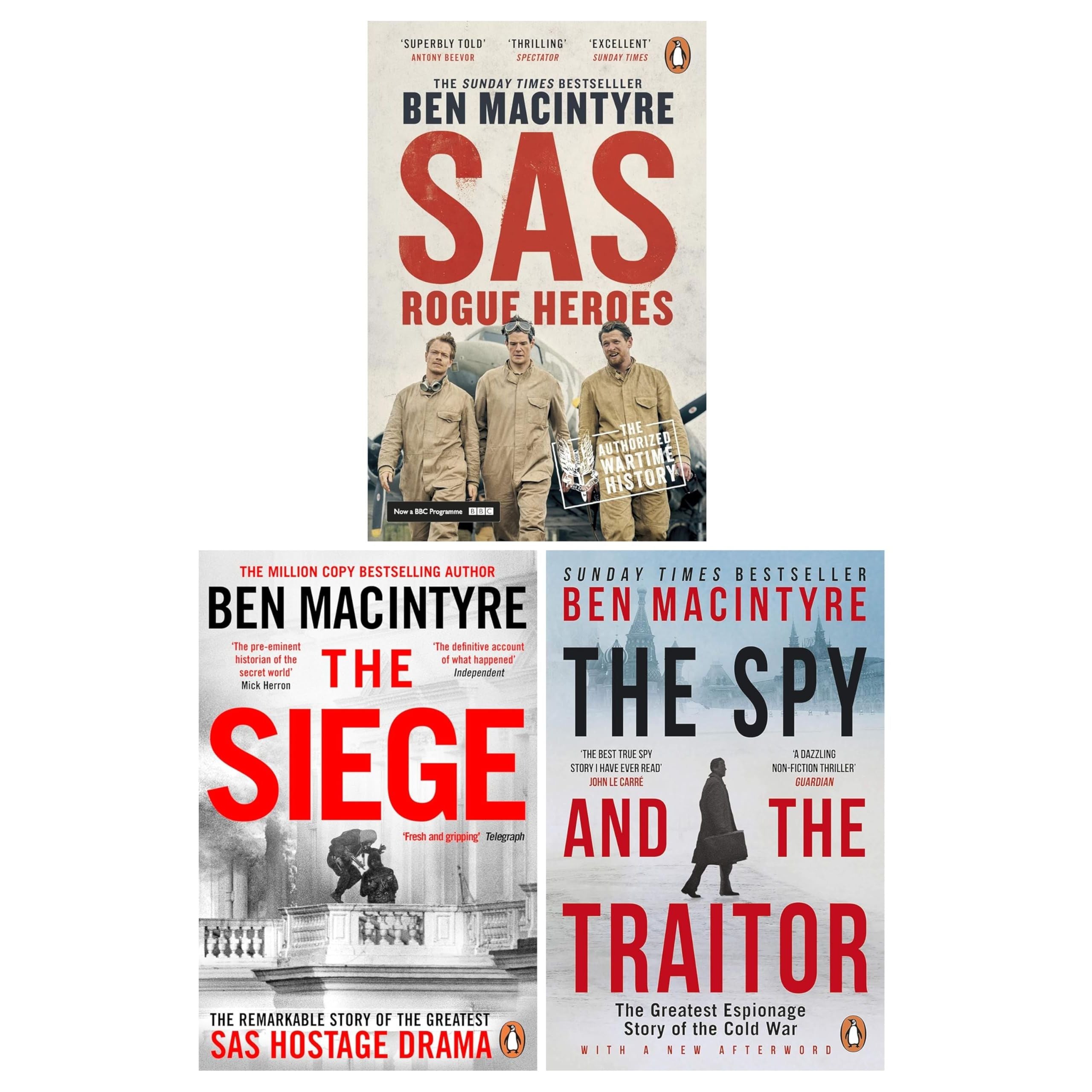 Ben Macintyre 3 Books Collection Set (The Spy and the Traitor, SAS: Rogue Heroes & The Siege)