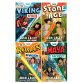 Time Travel Twins Series 4 Books Set by Josh Lacey (Viking Attack, Stone Age Clash, Roman Invasion, Maya Sacrifice)