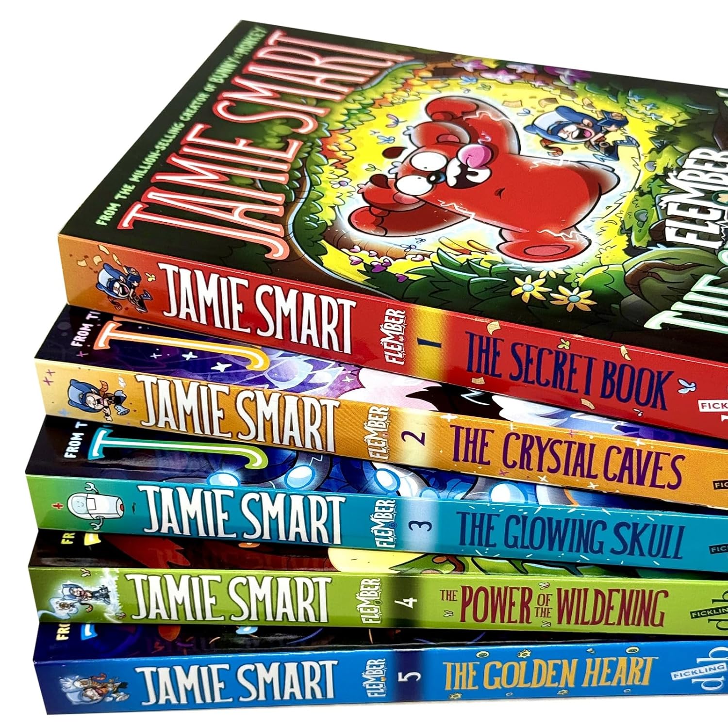 Flember Series 5 Books Collection Set (Books 1-5) by Jamie Smart (The Secret Book, Crystal Caves, Glowing Skull, Power of the Wildening, Golden Heart)
