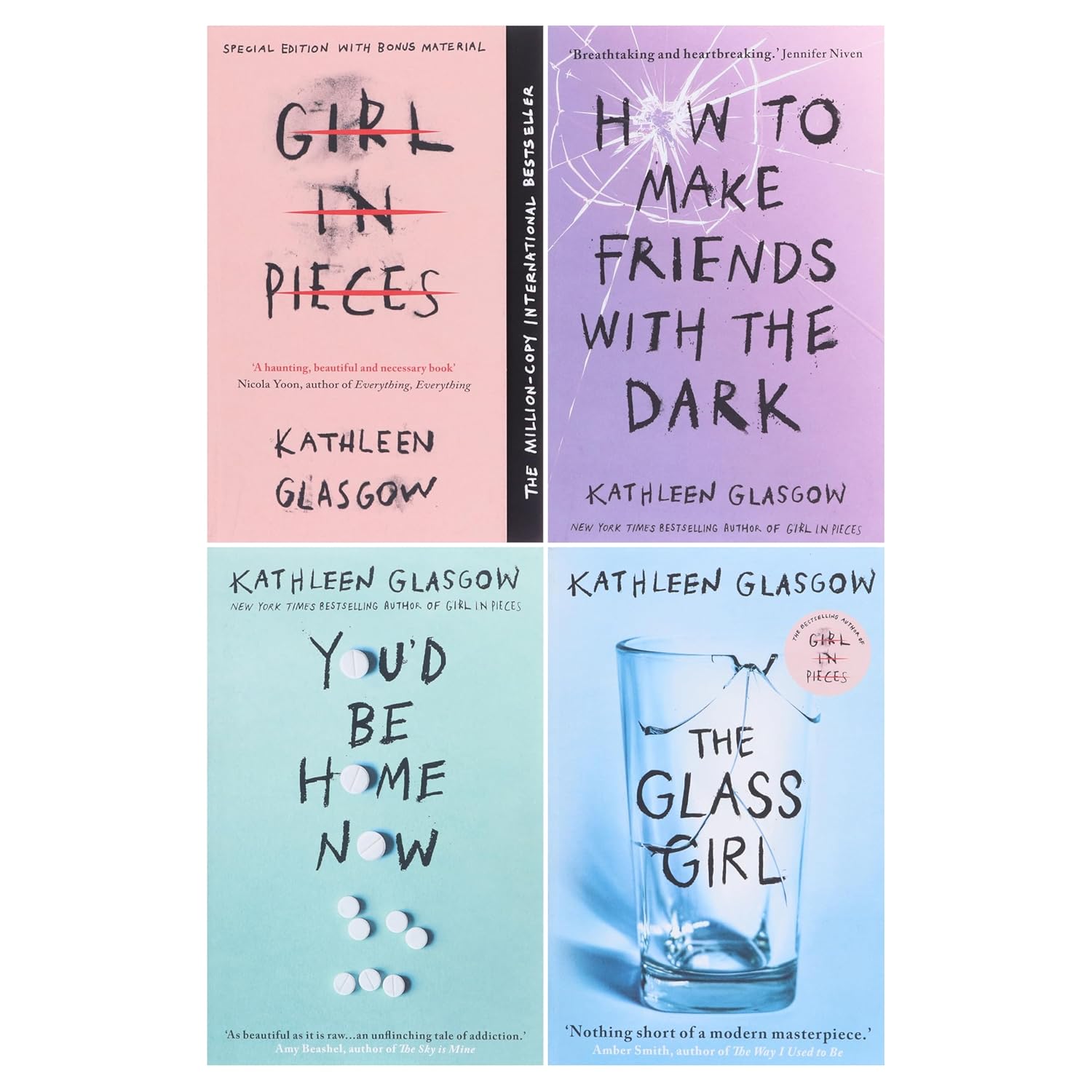 Kathleen Glasgow 4 Books Collection Set (You'd be home now, Girl in Pieces, How to make Friends and The Glass Girl)