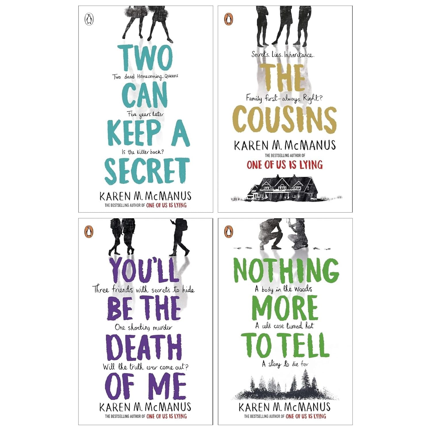 Karen M. McManus 4 Books Collection Set (Two Can Keep a Secret, The Cousins, You'll Be the Death of Me and Nothing More to Tell)