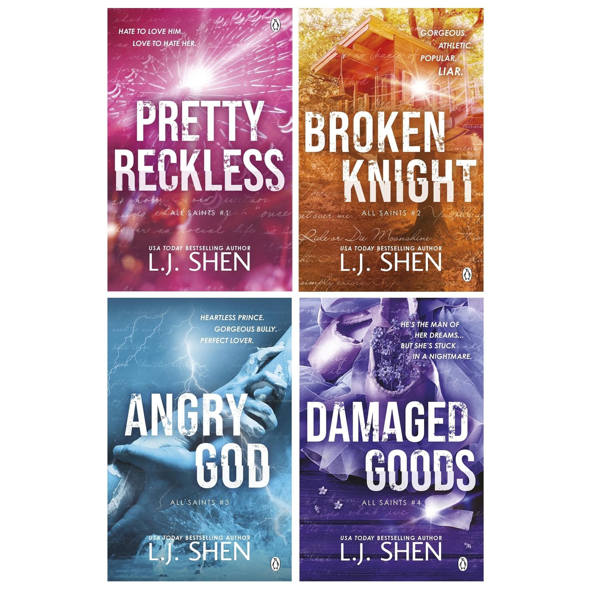 All Saints High Series (Book 1-4) by L. J. Shen 4 Books Collection Set (Pretty Reckless, Broken Knight, Angry God and Damaged Goods)
