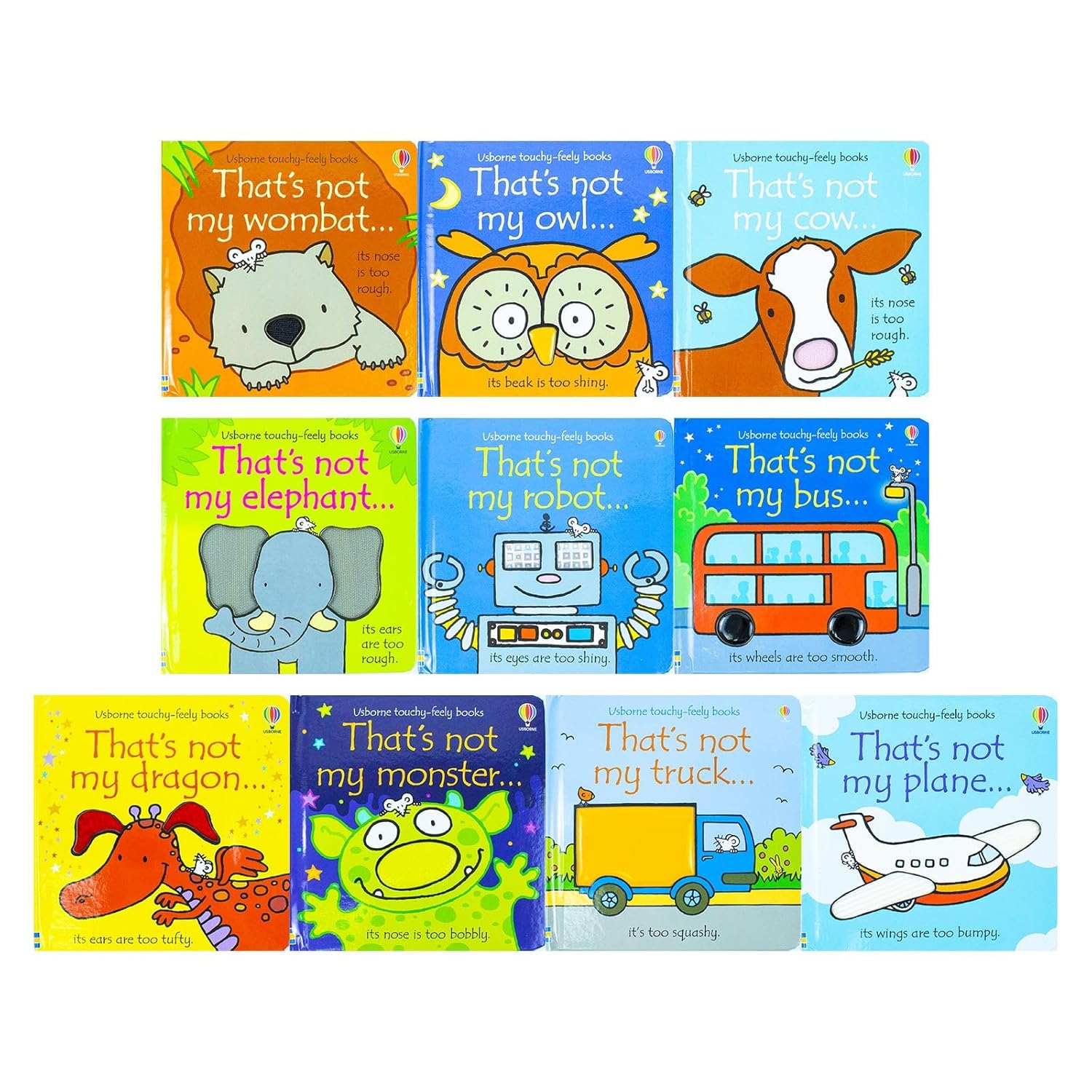 Usborne That's Not My 10 Books Collection Set Series (1 & 2) by Fiona Watt (Bus, Truck, Plane, Monster)