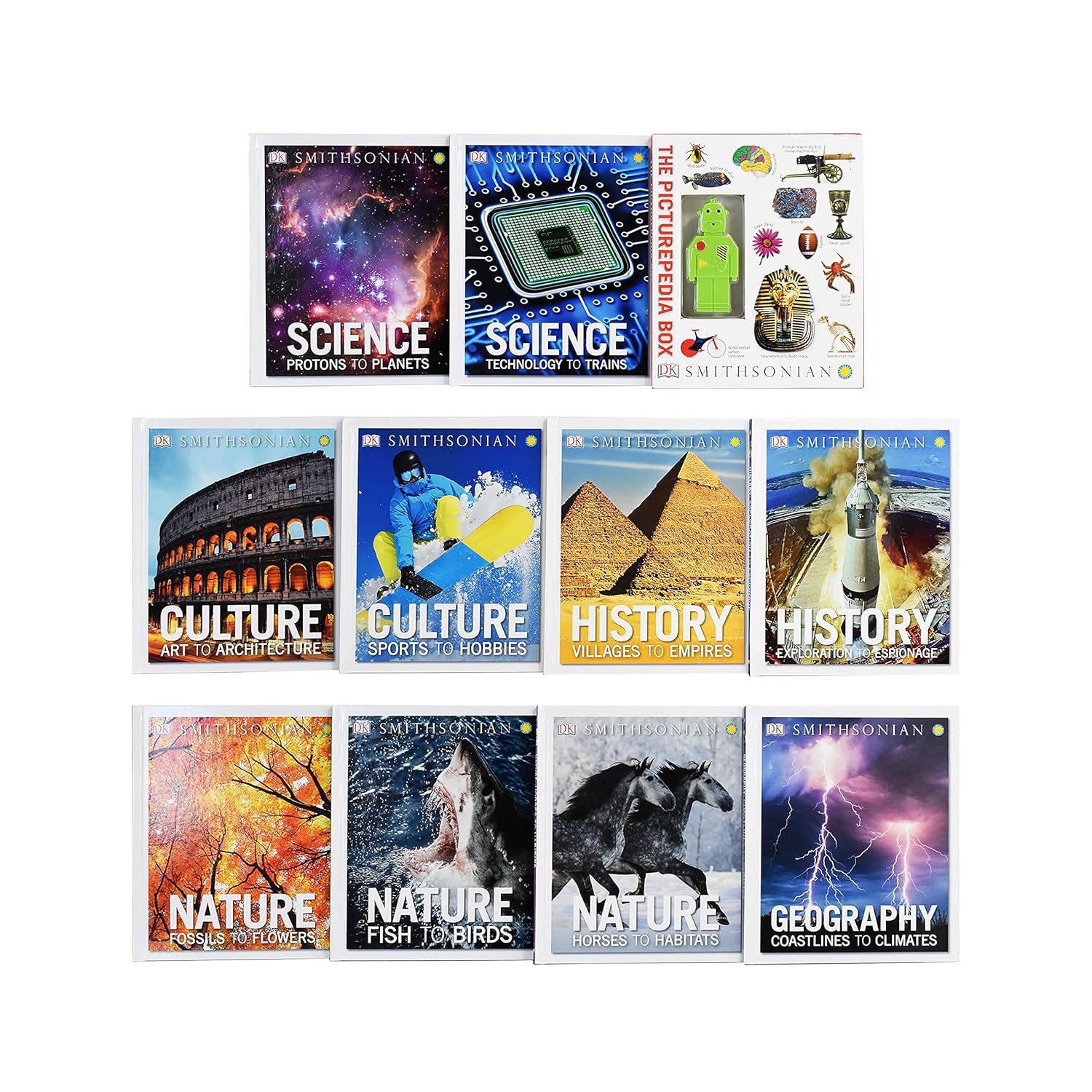 The Picturepedia Box 11 Books Collection Set by DK (Picturepedia Box, Science Protons to Planets, Science Technology to Trains)