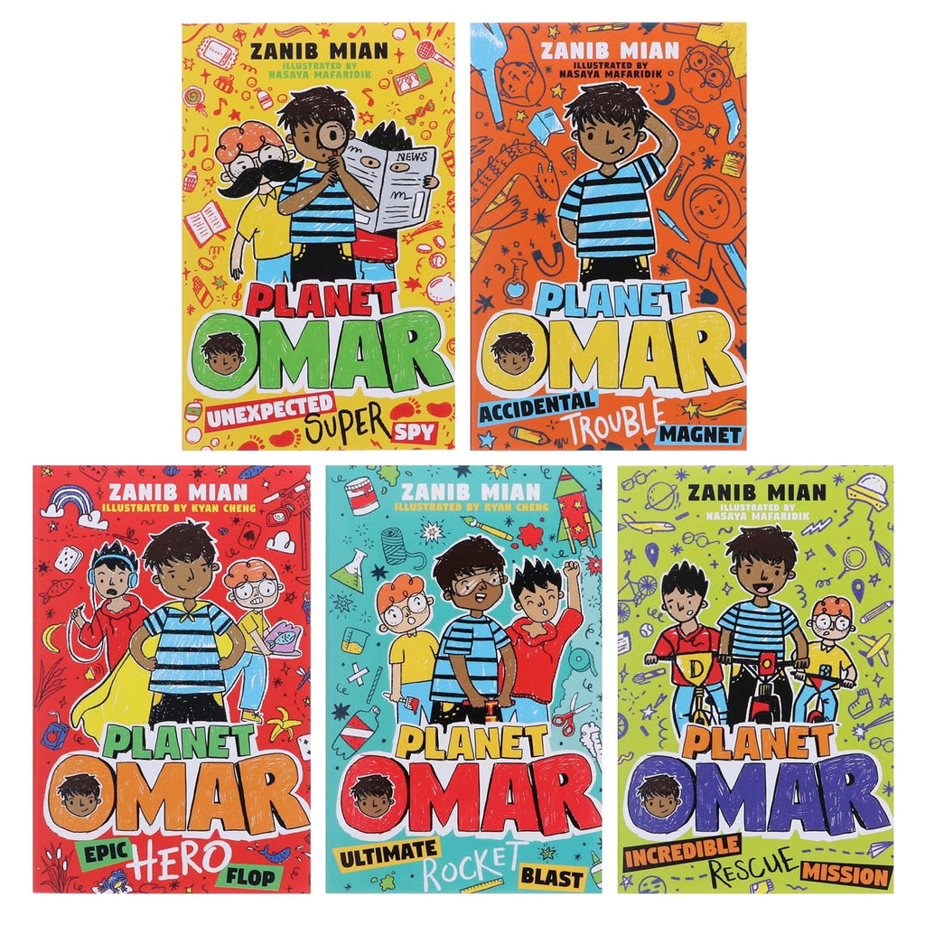 Planet Omar Series by Zanib Mian 5 Books Collection Box Set (Accidental Trouble Magnet, Unexpected Super Spy, Incredible Rescue Mission)