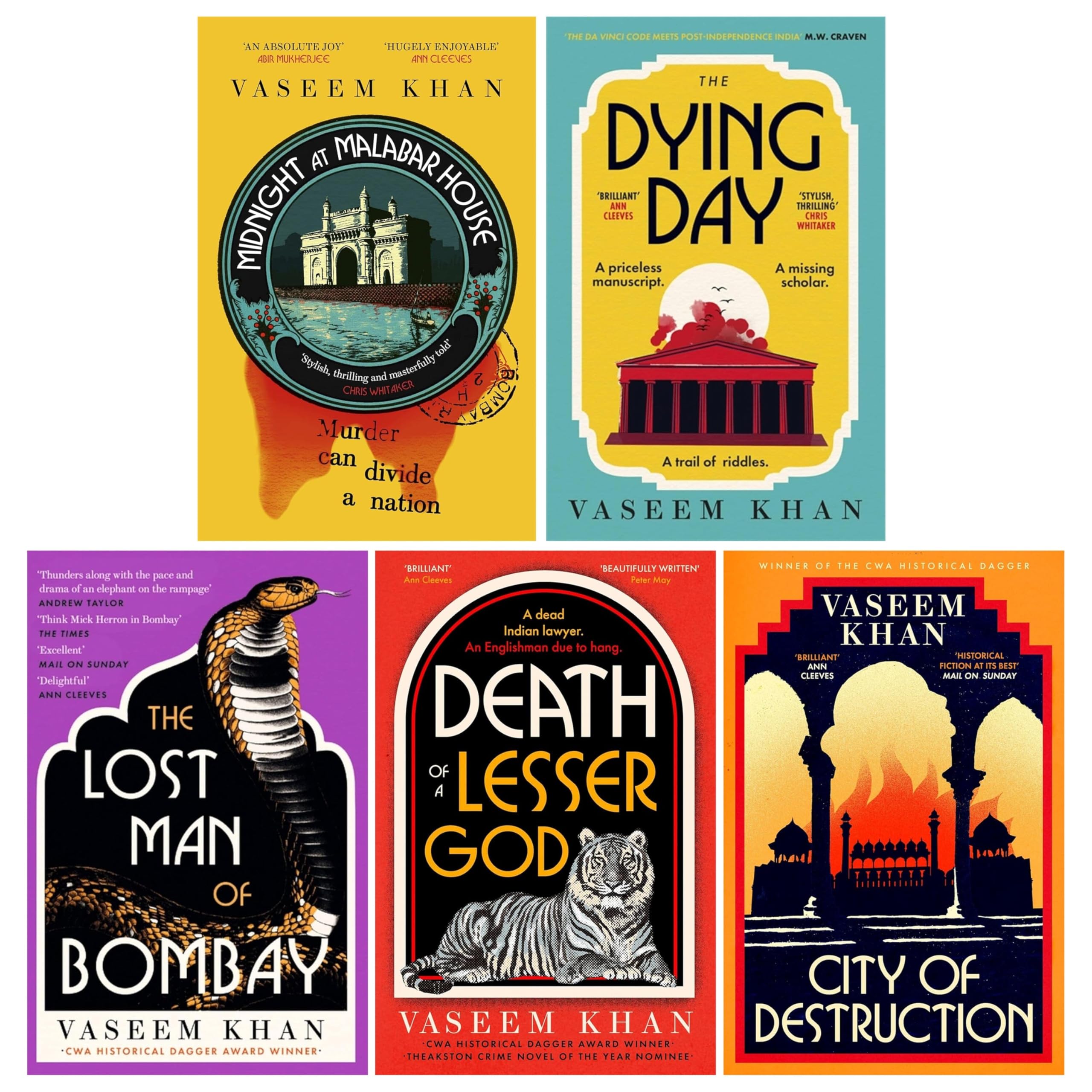 The Malabar House Series by Vaseem Khan 5 Books Collection Set (Midnight at Malabar House, The Dying Day, The Lost Man of Bombay)