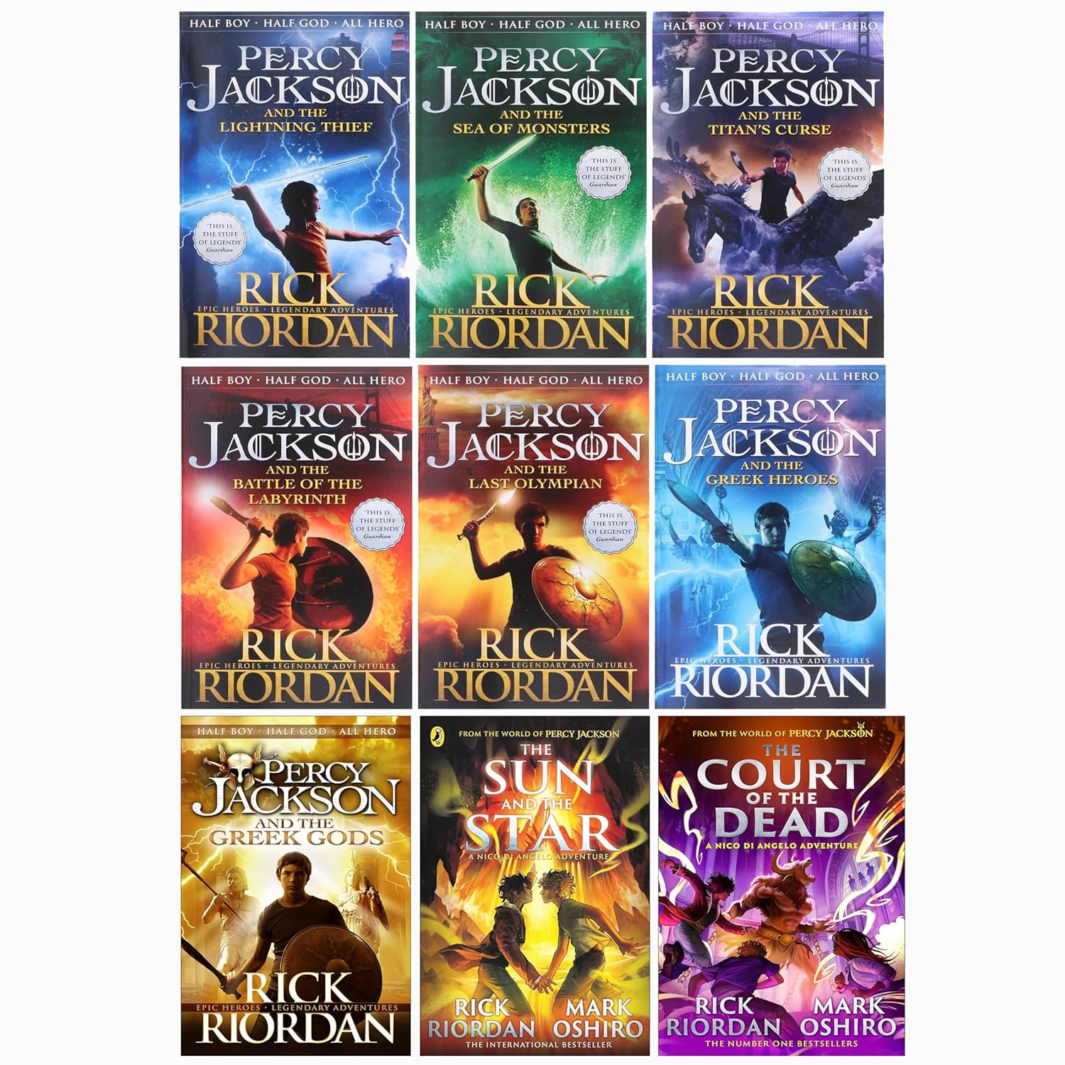Rick Riordan Percy Jackson & The Nico Di Angelo Adventures Series 9 Books Collection Set (Lightning Thief, Sea of Monsters, Titan's Curse)