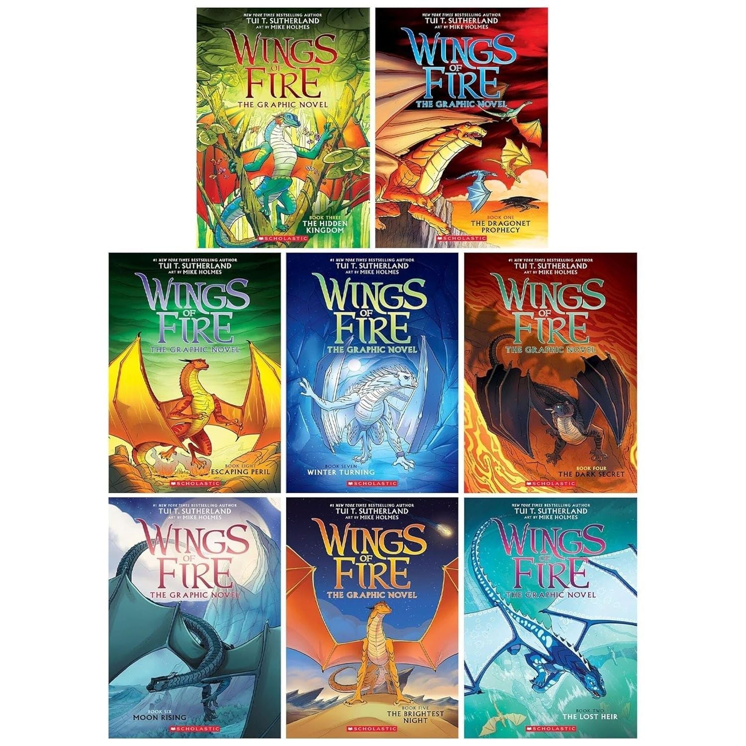 Wings of Fire Series Book (1-8) By Tui T. Sutherland Graphic Novel 8 Books Collection Set