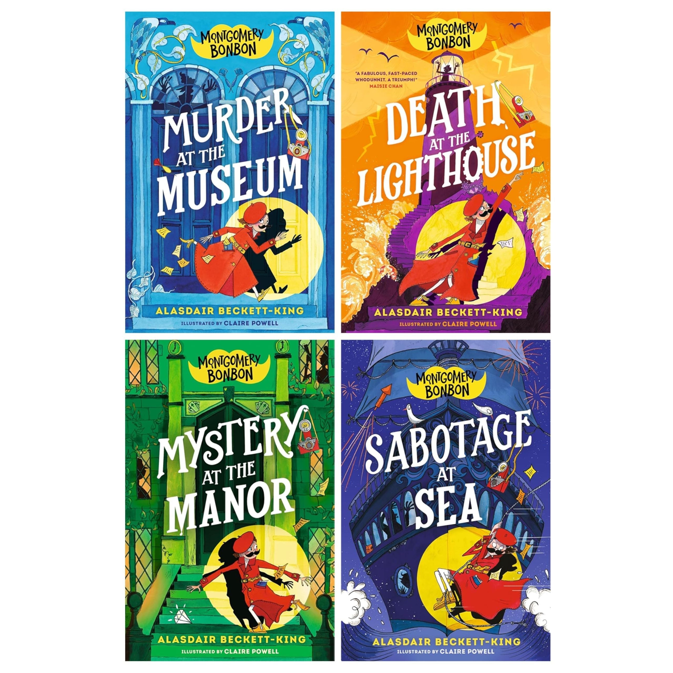 Montgomery Bonbon Series 4 Books Collection Set By Alasdair Beckett-King (Sabotage at Sea, Murder at the Museum, Death at the Lighthouse and Mystery at the Manor)