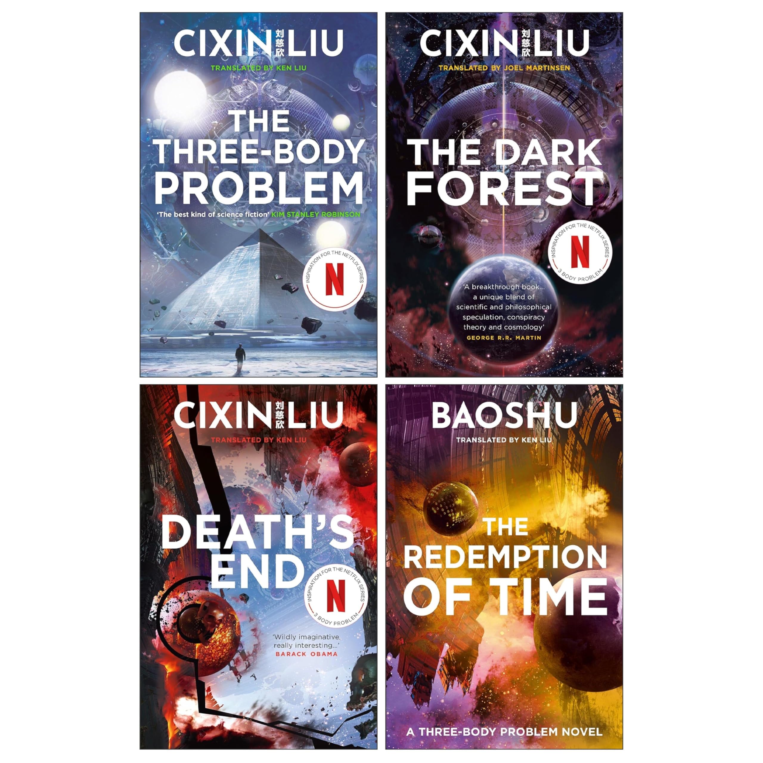 The Three-Body Problem Novels By Cixin Liu and Baoshu 4 Books Collection Set (The Three Body Problem, The Dark Forest, Death's End and The Redemption of Time)