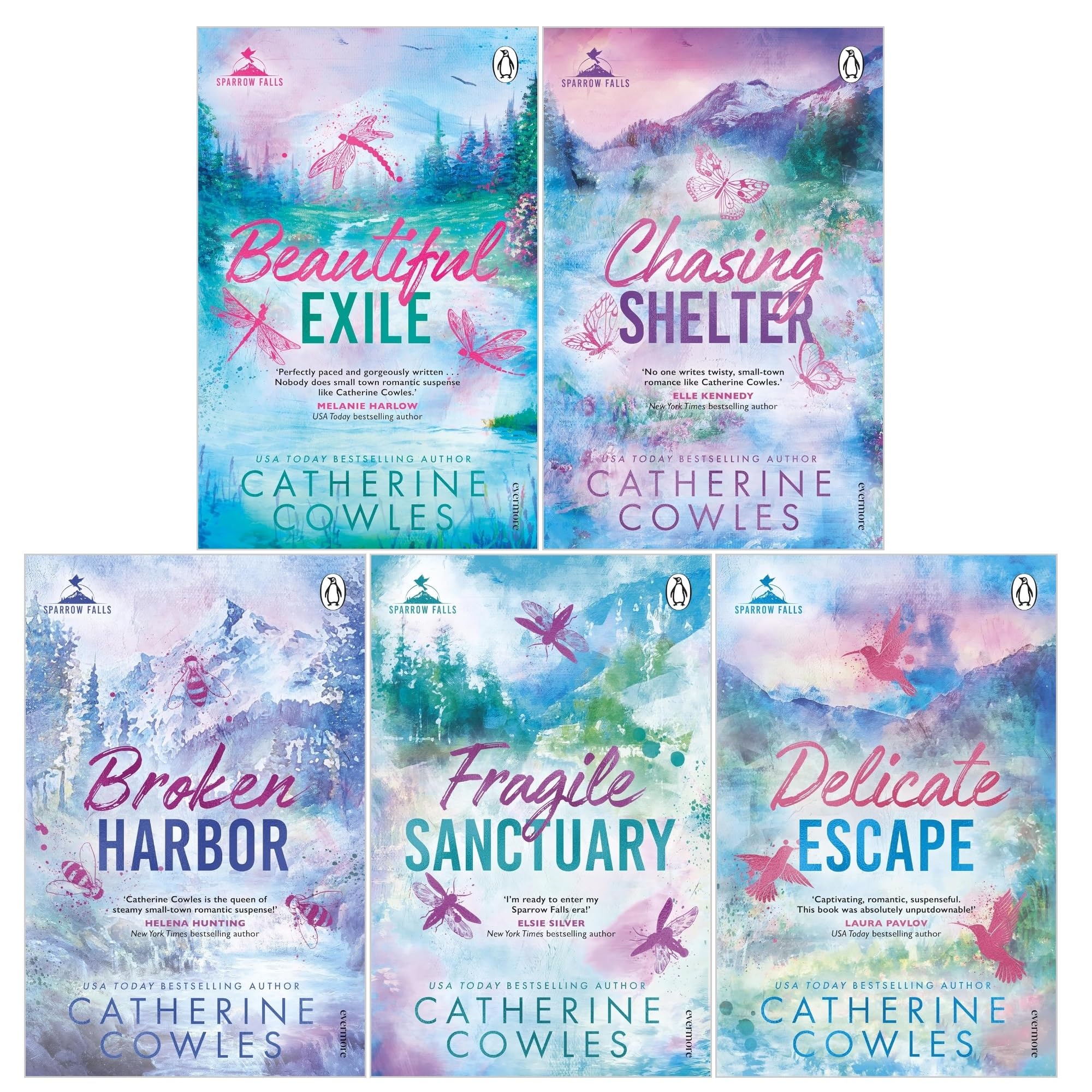 Sparrow Falls Series by Catherine Cowles 5 Books Collection Set (Books 1-5) (Fragile Sanctuary, Delicate Escape, Broken Harbor, Beautiful Exile, Chasing Shelter)