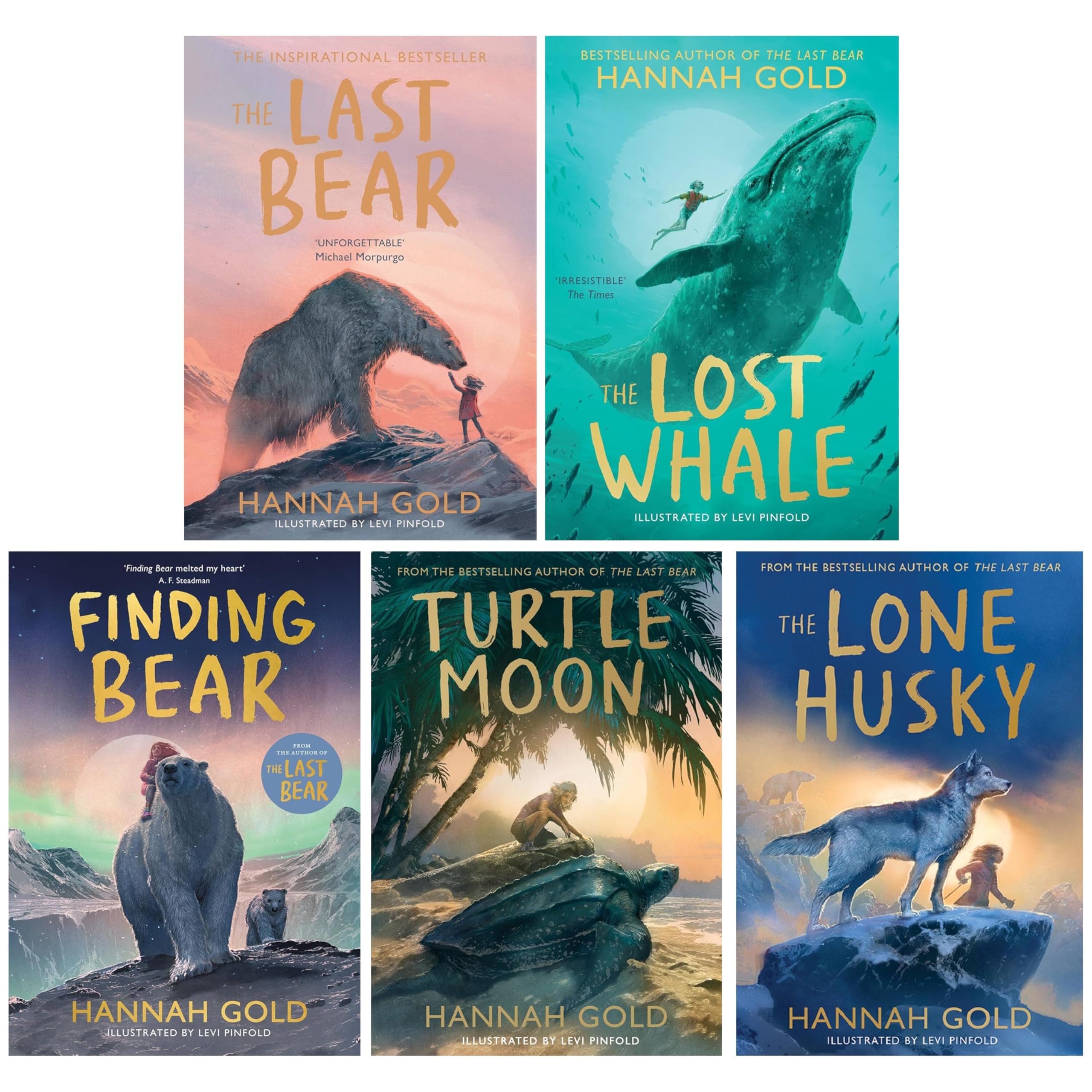 Hannah Gold Collection 5 Books Set (The Lone Husky [], The Last Bear, The Lost Whale, Finding Bear and Turtle Moon)