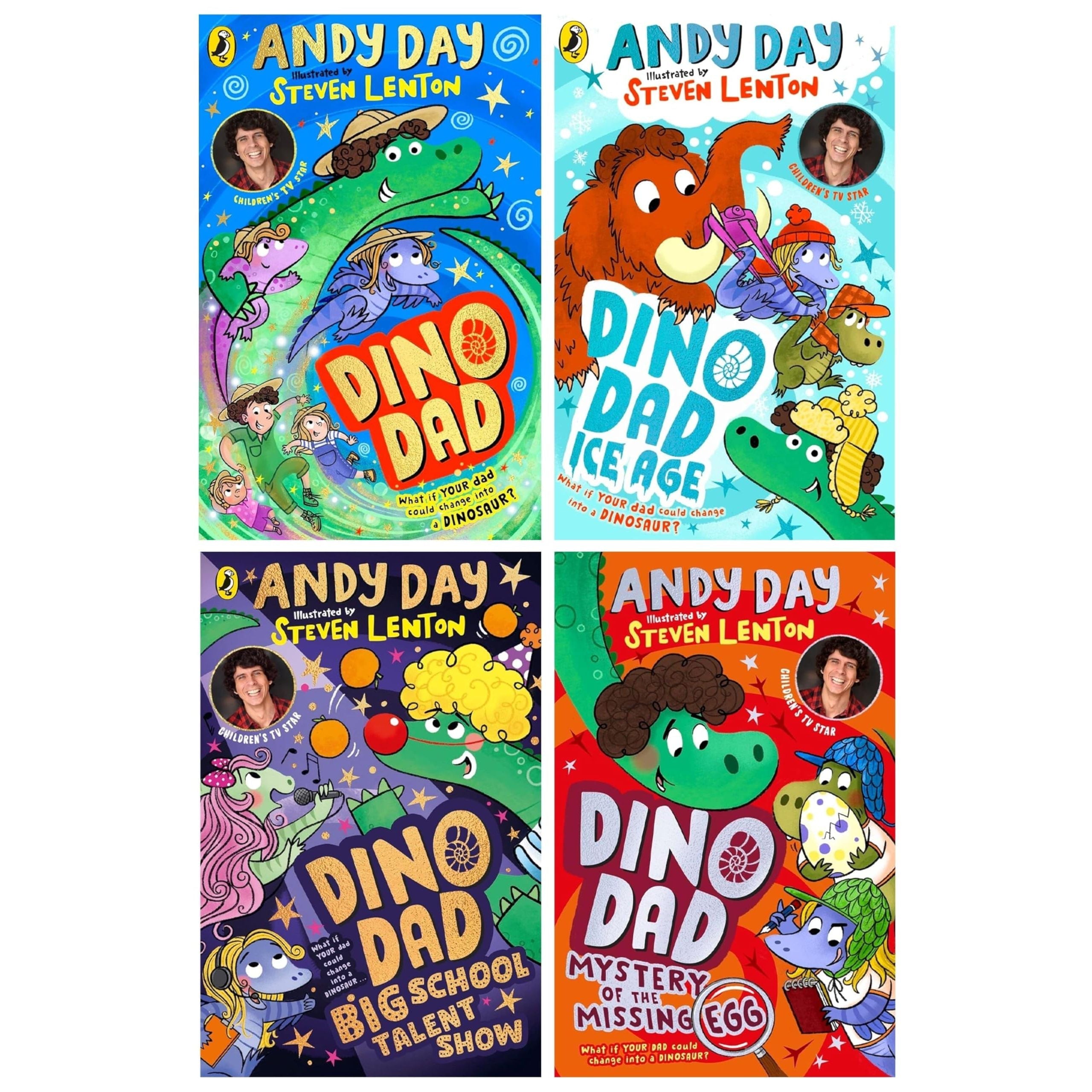 Dino Dad Series 4 Books Collection Set By Andy Day (Dino Dad, Ice Age, Big School Talent Show and Mystery of the Missing Egg)