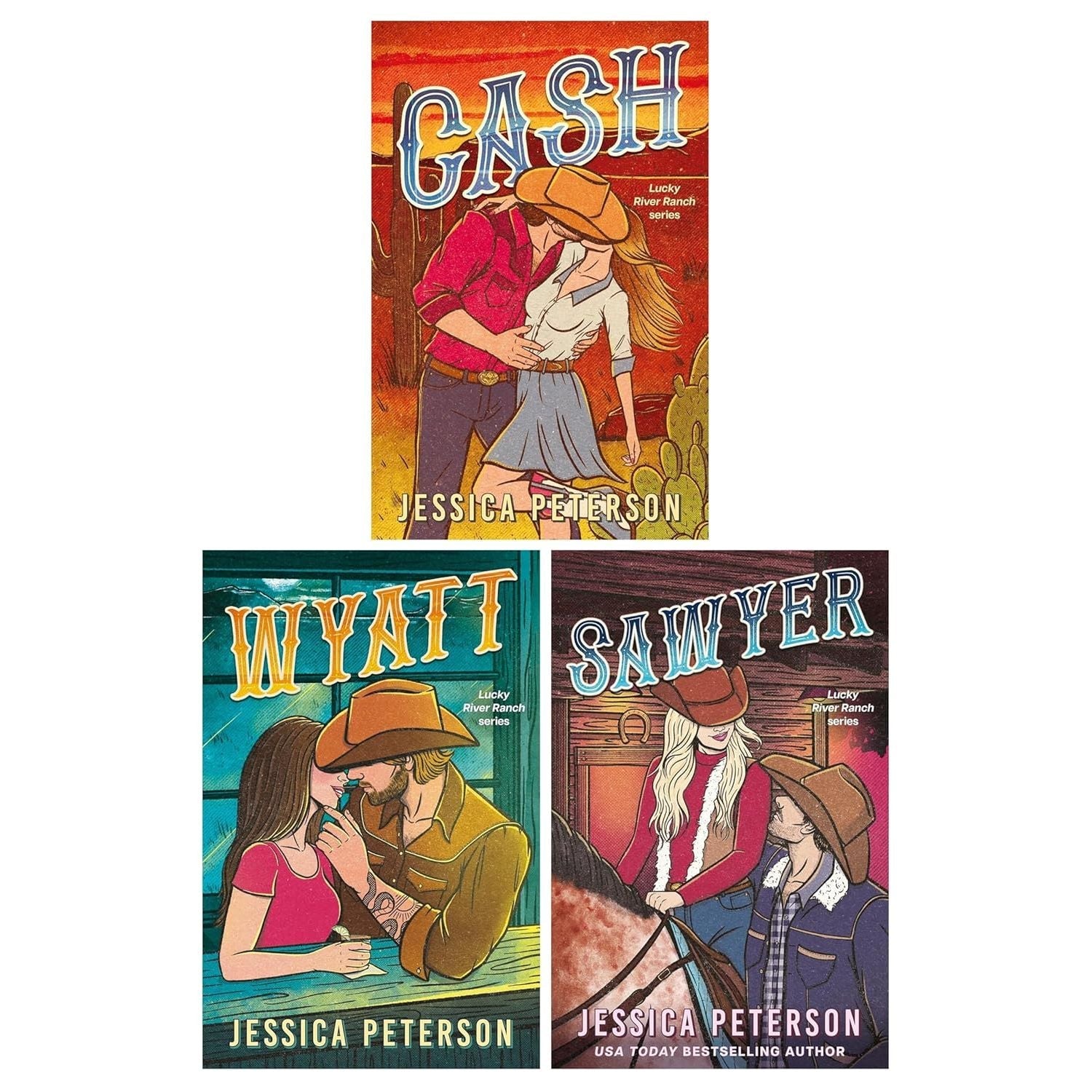 Lucky River Ranch Series by Jessica Peterson 3 Books Collection Set (Cash, Wyatt & Sawyer)