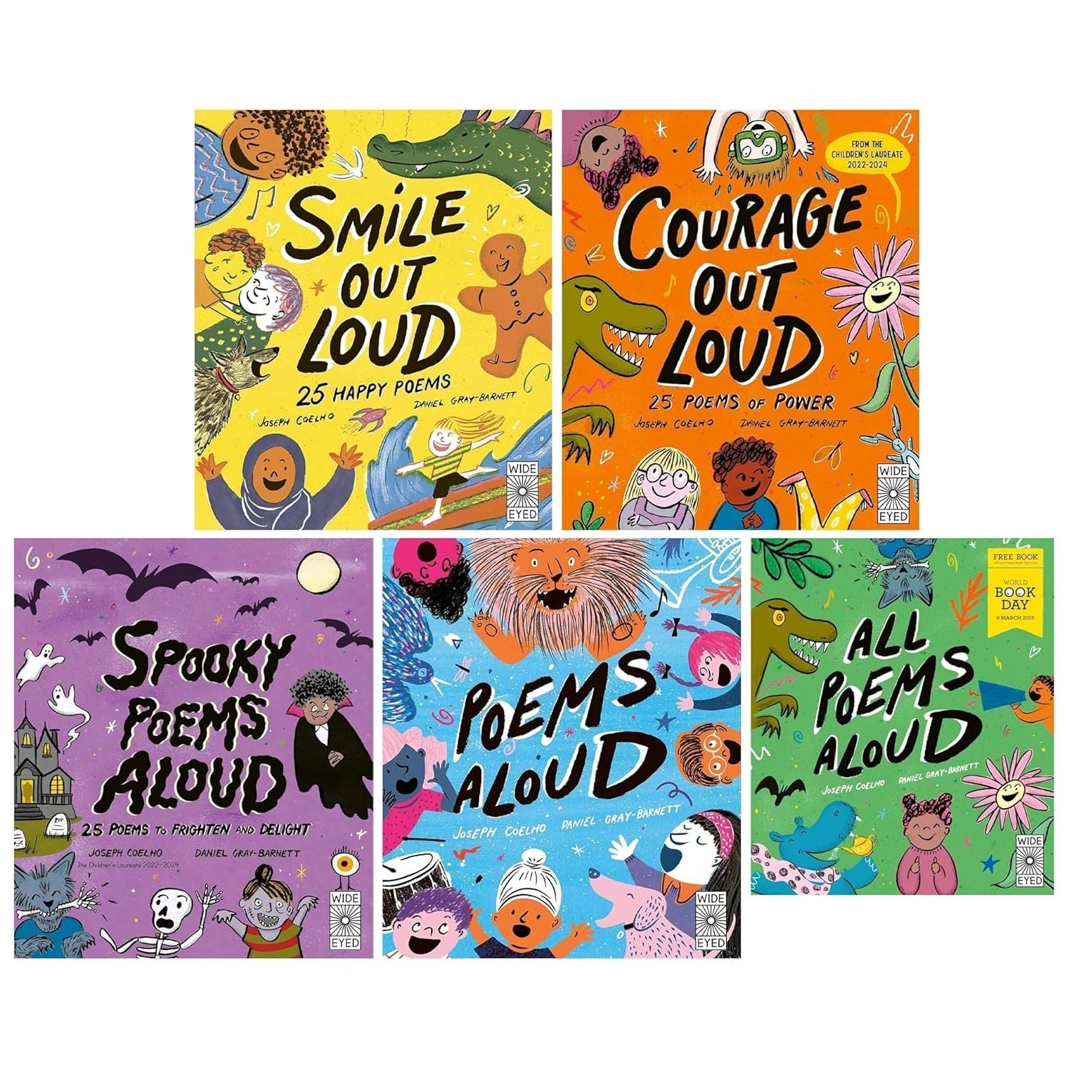 Poetry to Perform Series By Joseph Coelho Illustrated 5 Picture Books Collection Set (All Poems Aloud: World Book Day 2025, Smile Out Loud)