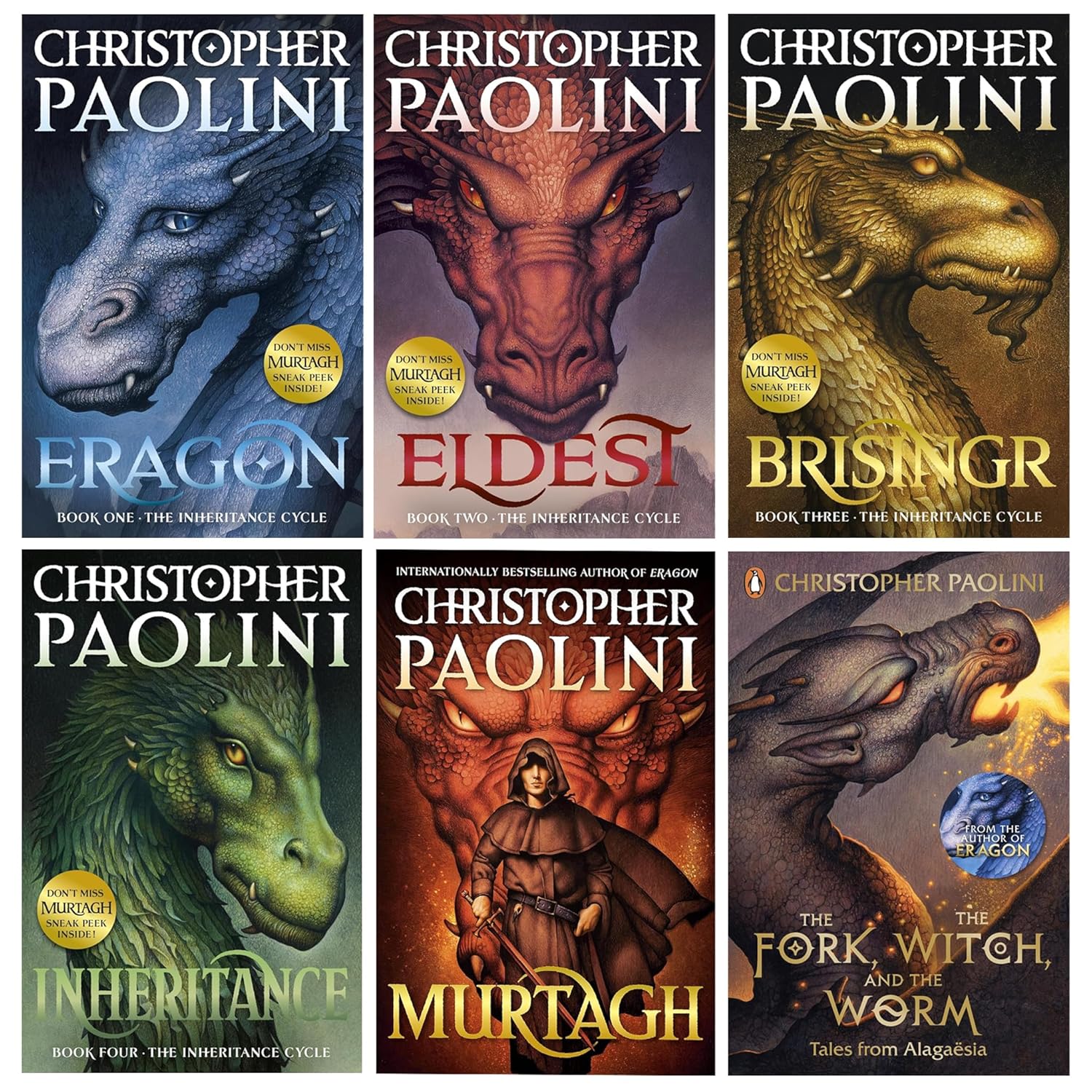 Inheritance Cycle 6 Books Collection Set (Murtagh, Eragon, Eldest, Brisingr, Inheritance & The Fork, the Witch, and the Worm)