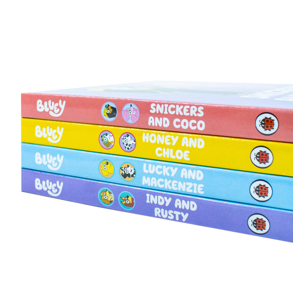 Bluey and Friends Little Library 4 Board Book Collection Box Set (Snickers and Coco, Honey and Chloe)