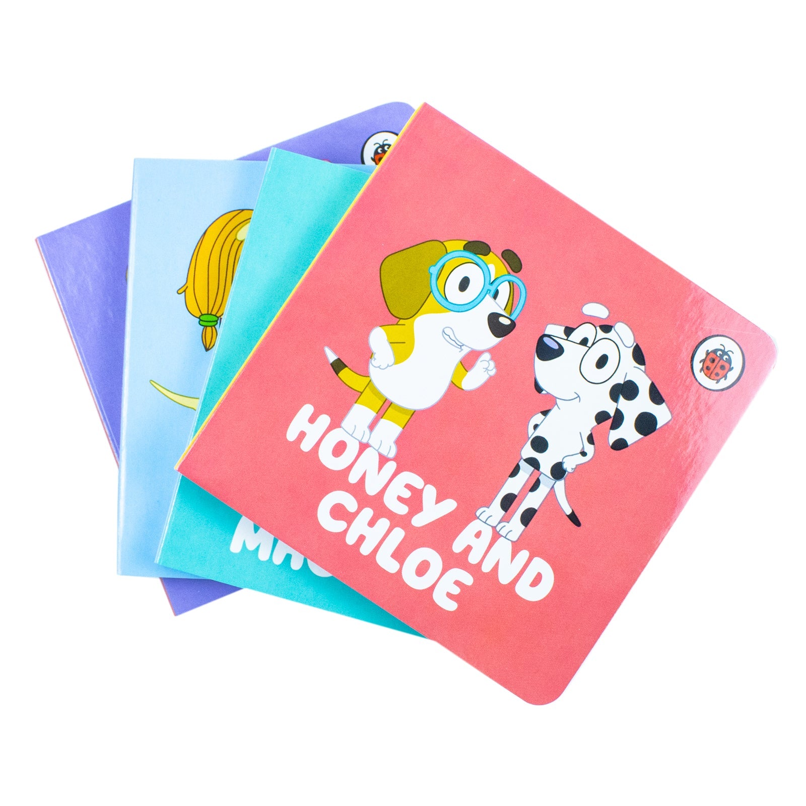 Bluey and Friends Little Library 4 Board Book Collection Box Set (Snickers and Coco, Honey and Chloe)