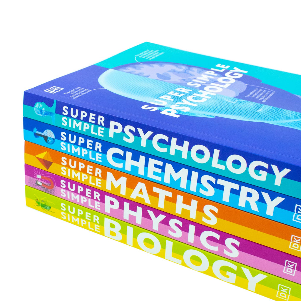 Super Simple The Ultimate Bitesize Study Guide 5 Books Collection Set By DK (Maths, Physics, Chemistry, Biology and Psychology)