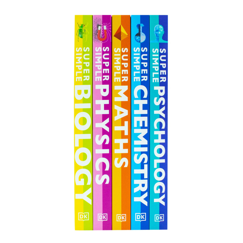 Super Simple The Ultimate Bitesize Study Guide 5 Books Collection Set By DK (Maths, Physics, Chemistry, Biology and Psychology)
