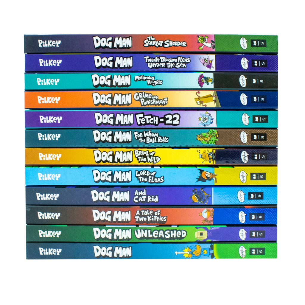Dog Man (Book 1-12) by Dav Pilkey 12 Books Collection Set (Dog Man, Unleashed, A Tale of Two Kitties, Dog Man and Cat Kid)