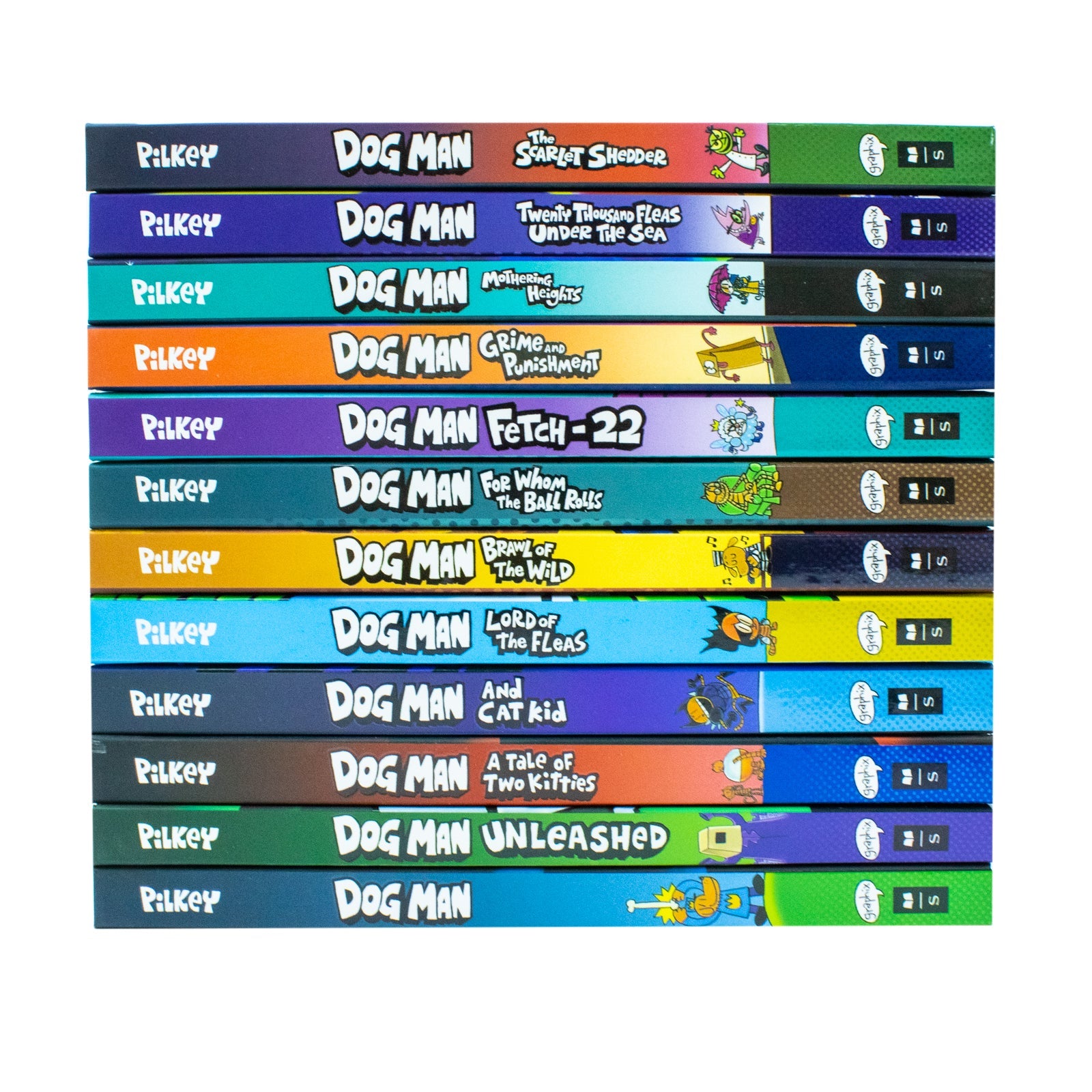 Dog Man (Book 1-12) by Dav Pilkey 12 Books Collection Set (Dog Man, Unleashed, A Tale of Two Kitties, Dog Man and Cat Kid)